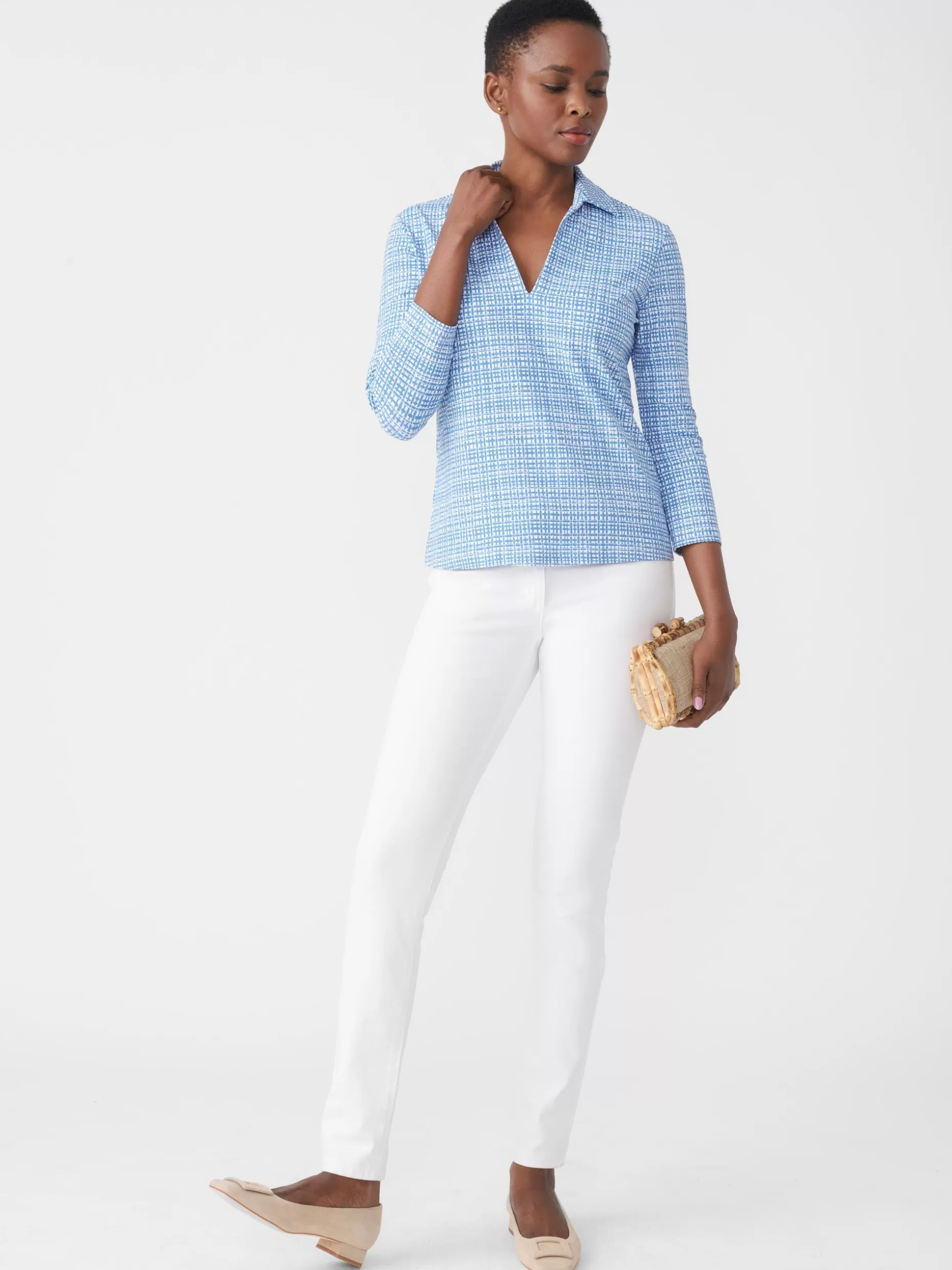 J. McLaughlin Aida 3/4 Sleeve Top In Pocket Square-Women Tops | Tees