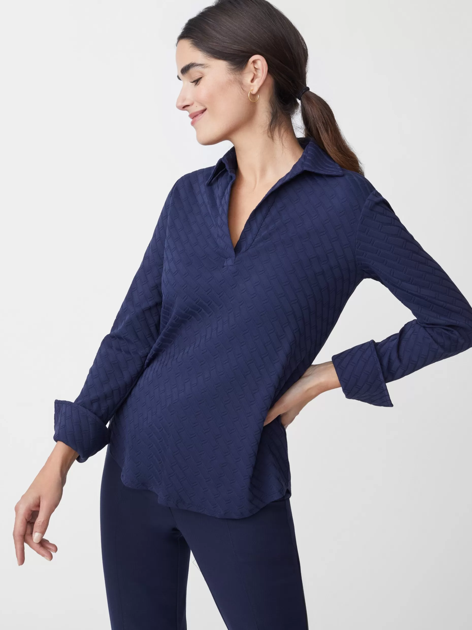 J. McLaughlin Alfie Tunic In Fernwood Geo Jacquard-Women Tops