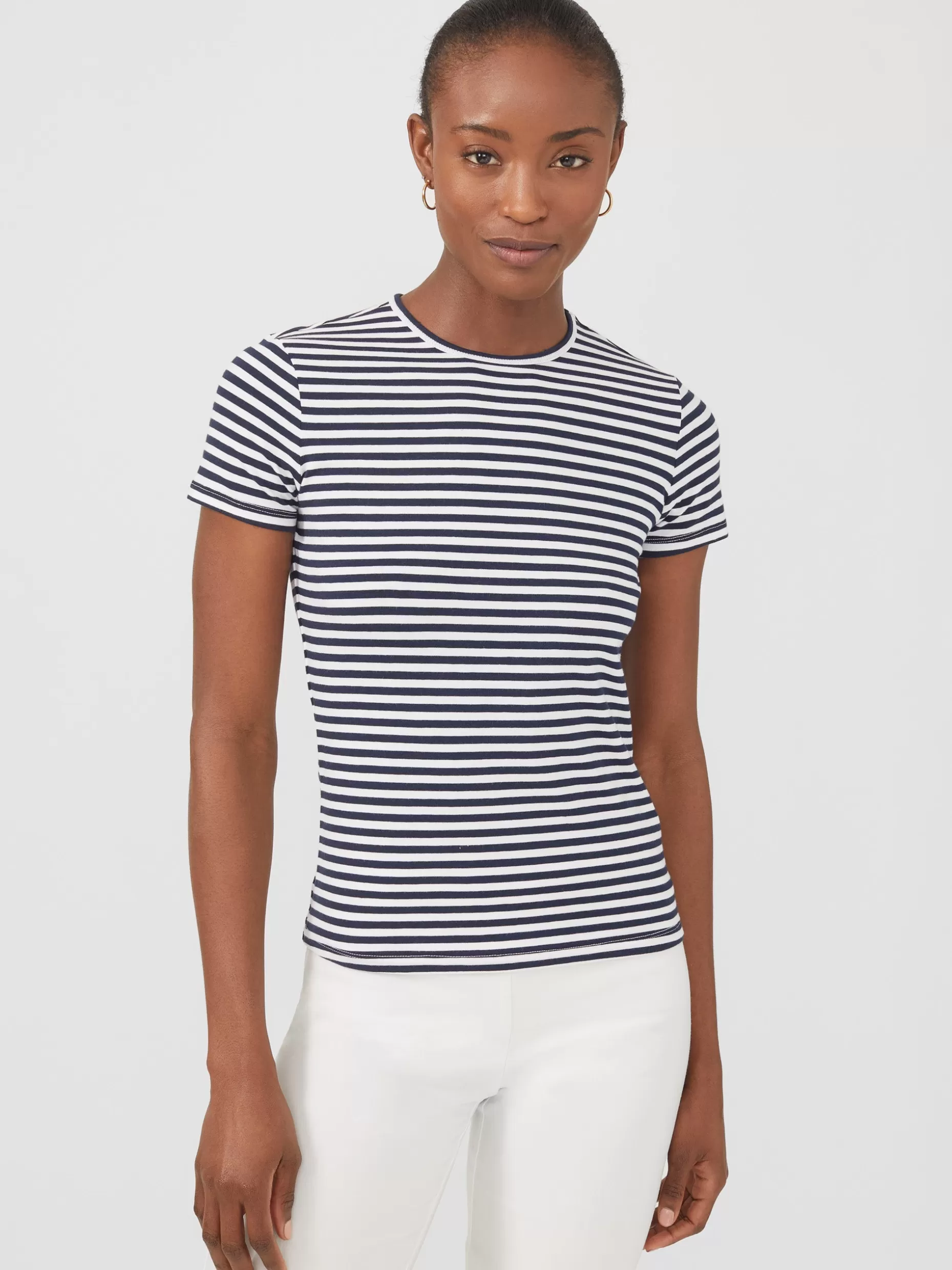 J. McLaughlin Allie Cap Sleeve Tee In Stripe-Women Tops | Tees