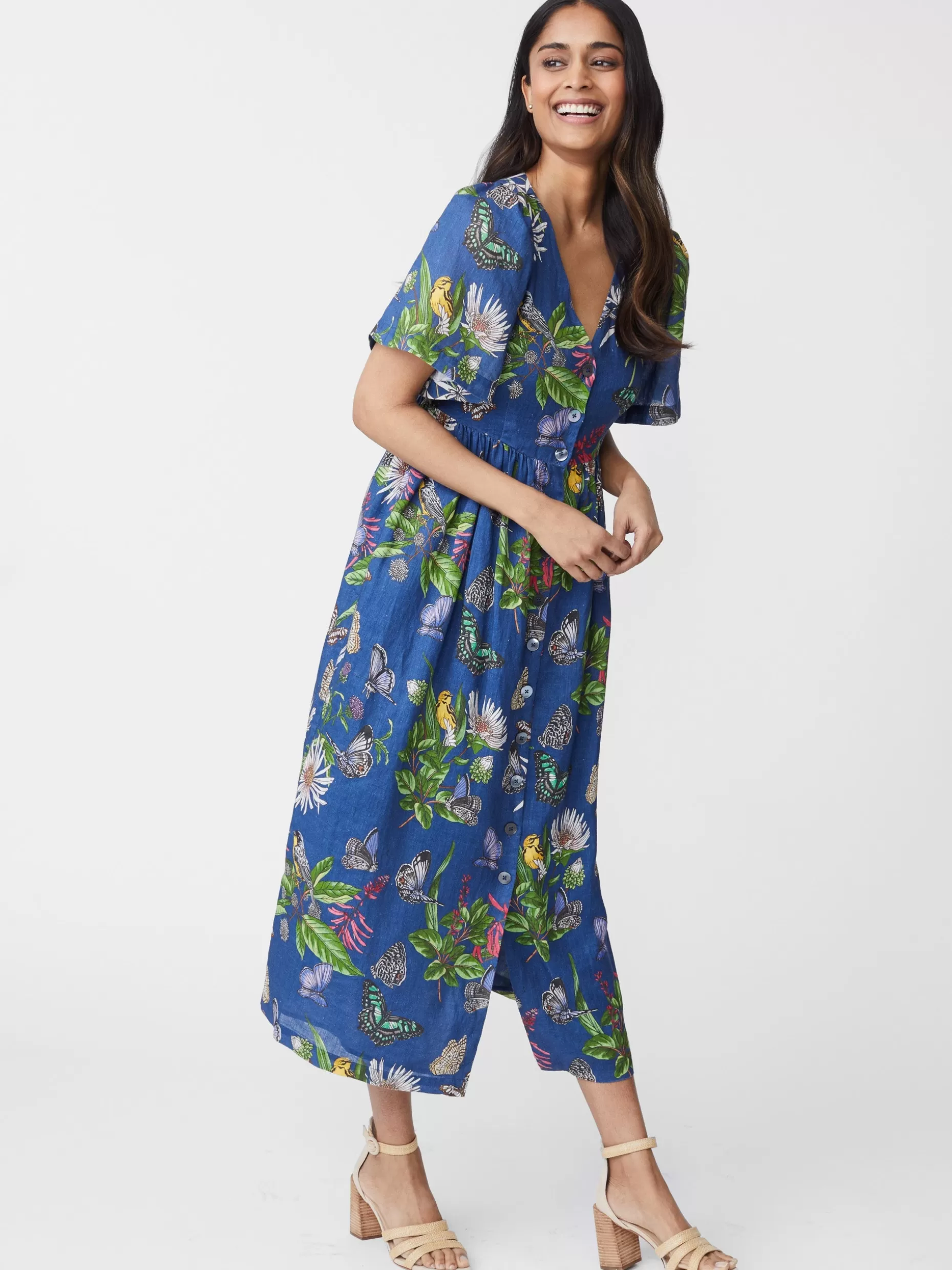 J. McLaughlin Annora Linen Dress In Jardin Mariposa-Women Dresses