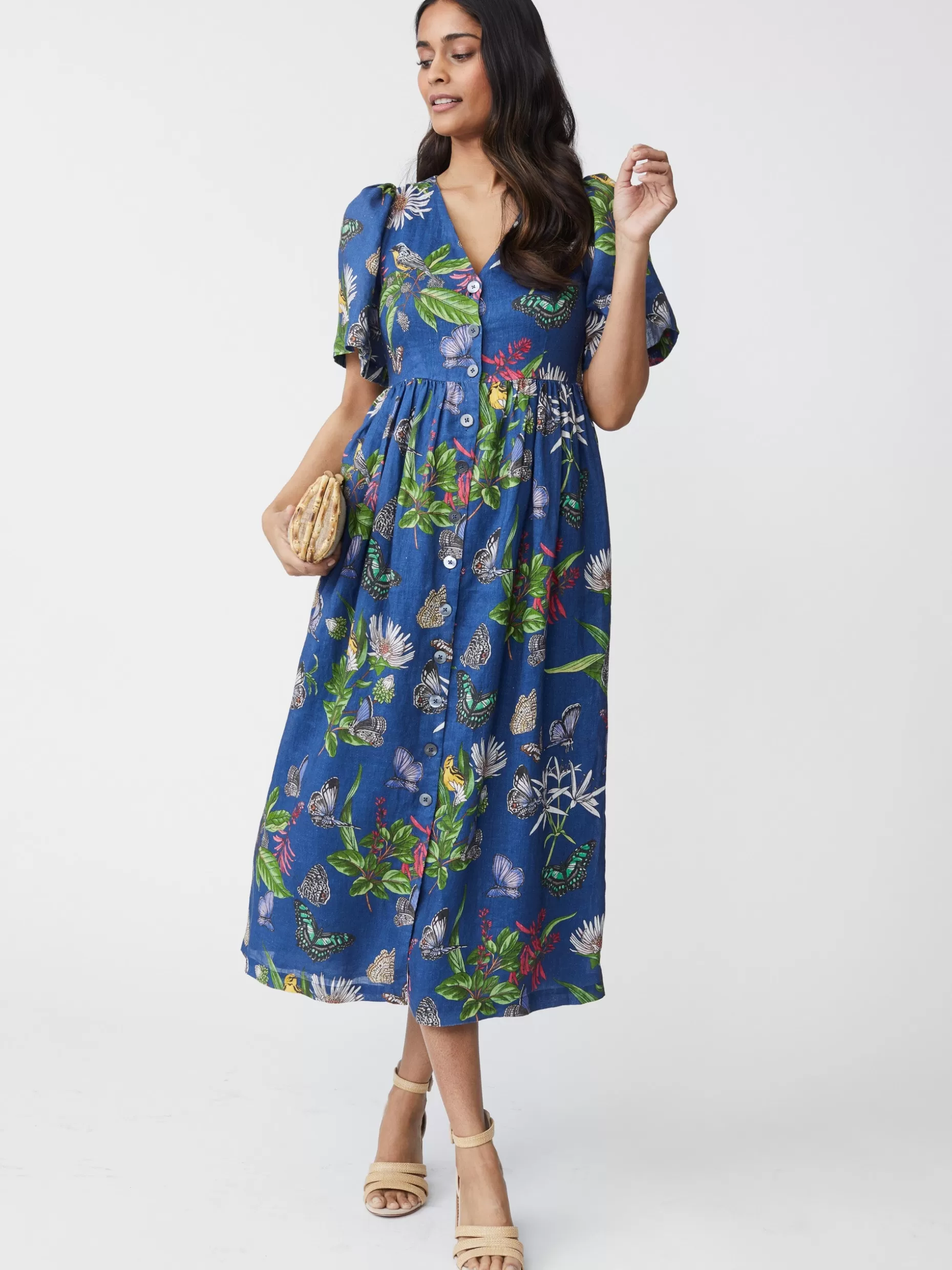 J. McLaughlin Annora Linen Dress In Jardin Mariposa-Women Dresses