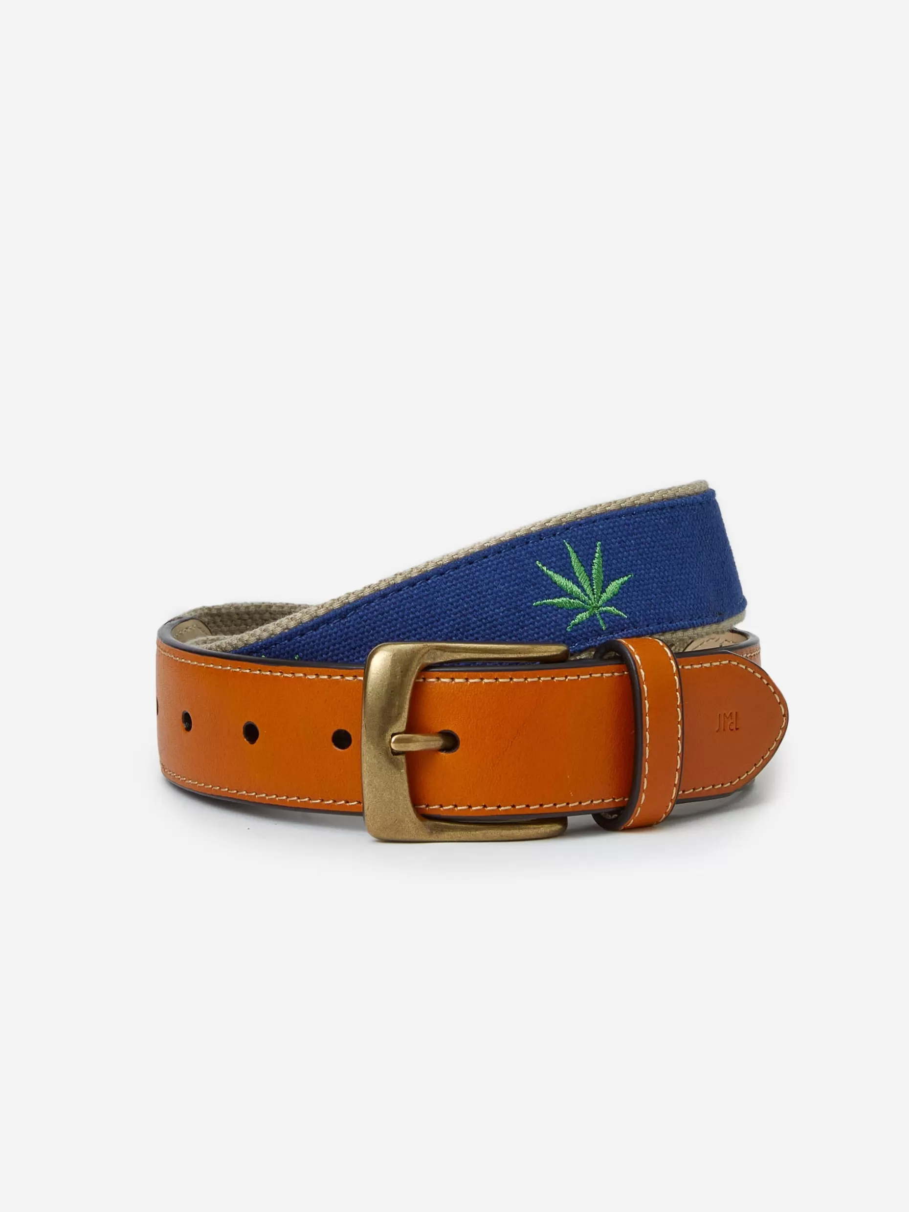 J. McLaughlin Archie Embroidered Belt In Marijuana Leaf- Shoes & Accessories | Belts