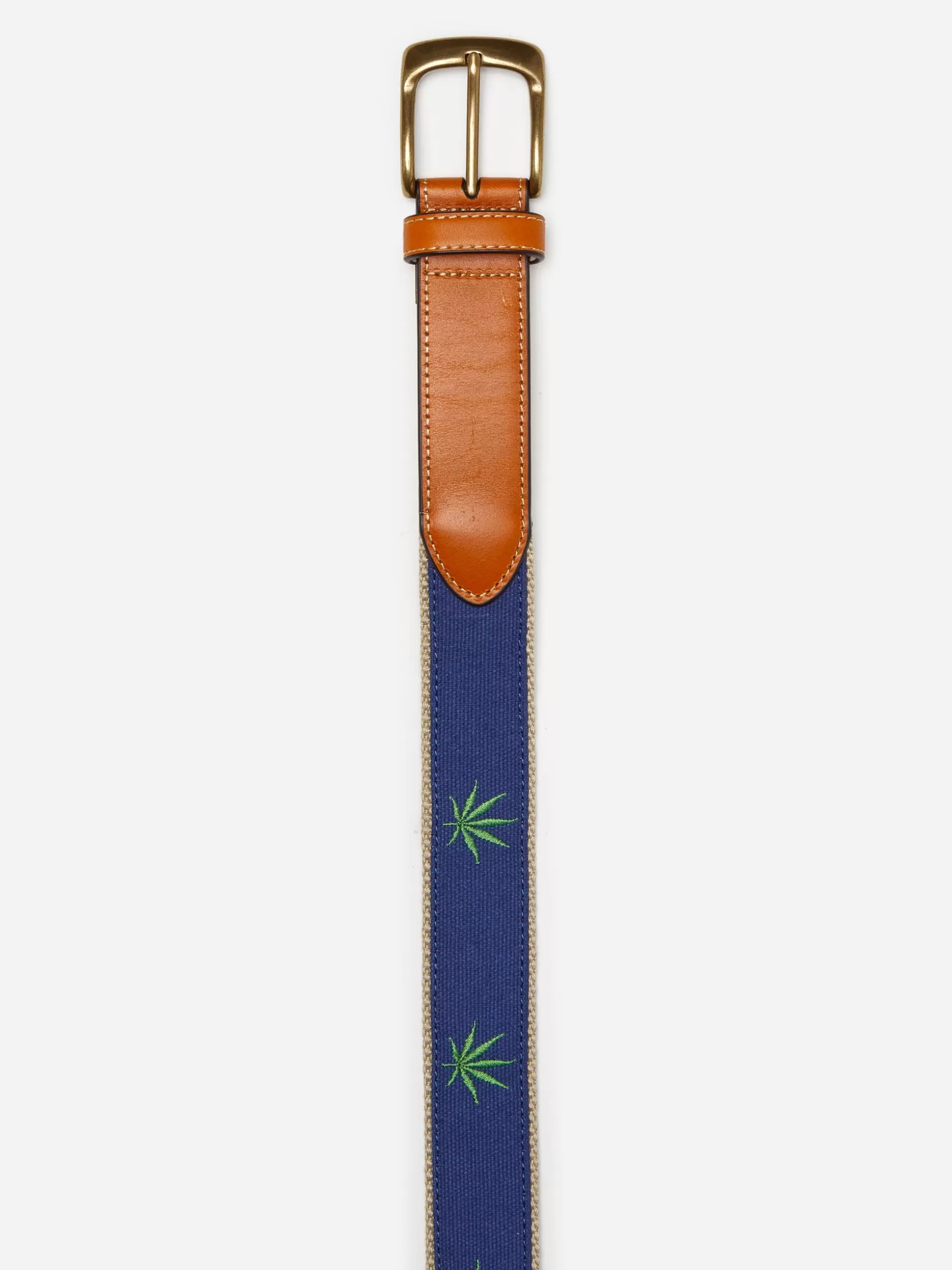 J. McLaughlin Archie Embroidered Belt In Marijuana Leaf- Shoes & Accessories | Belts