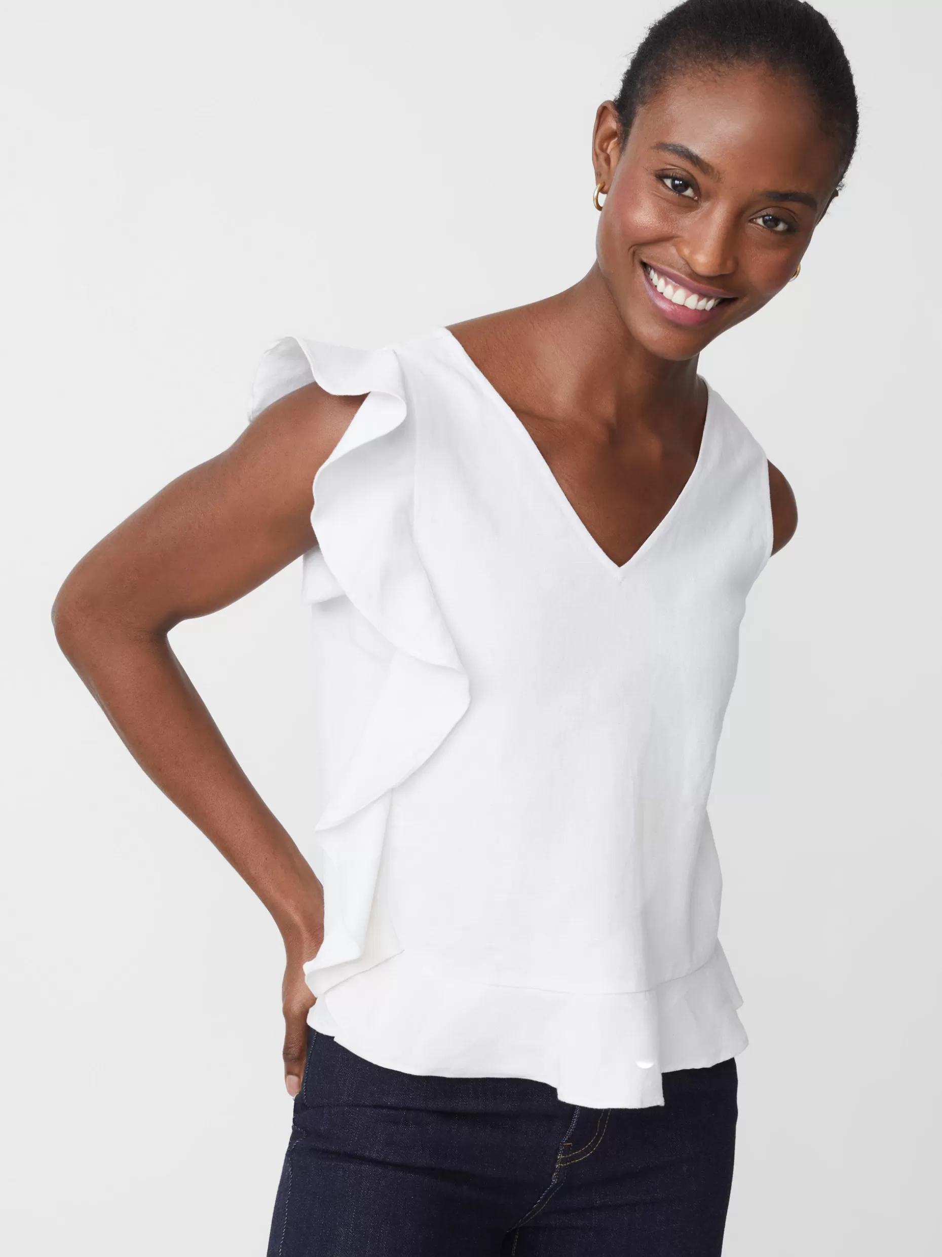 J. McLaughlin Athena Linen Blouse-Women Tops