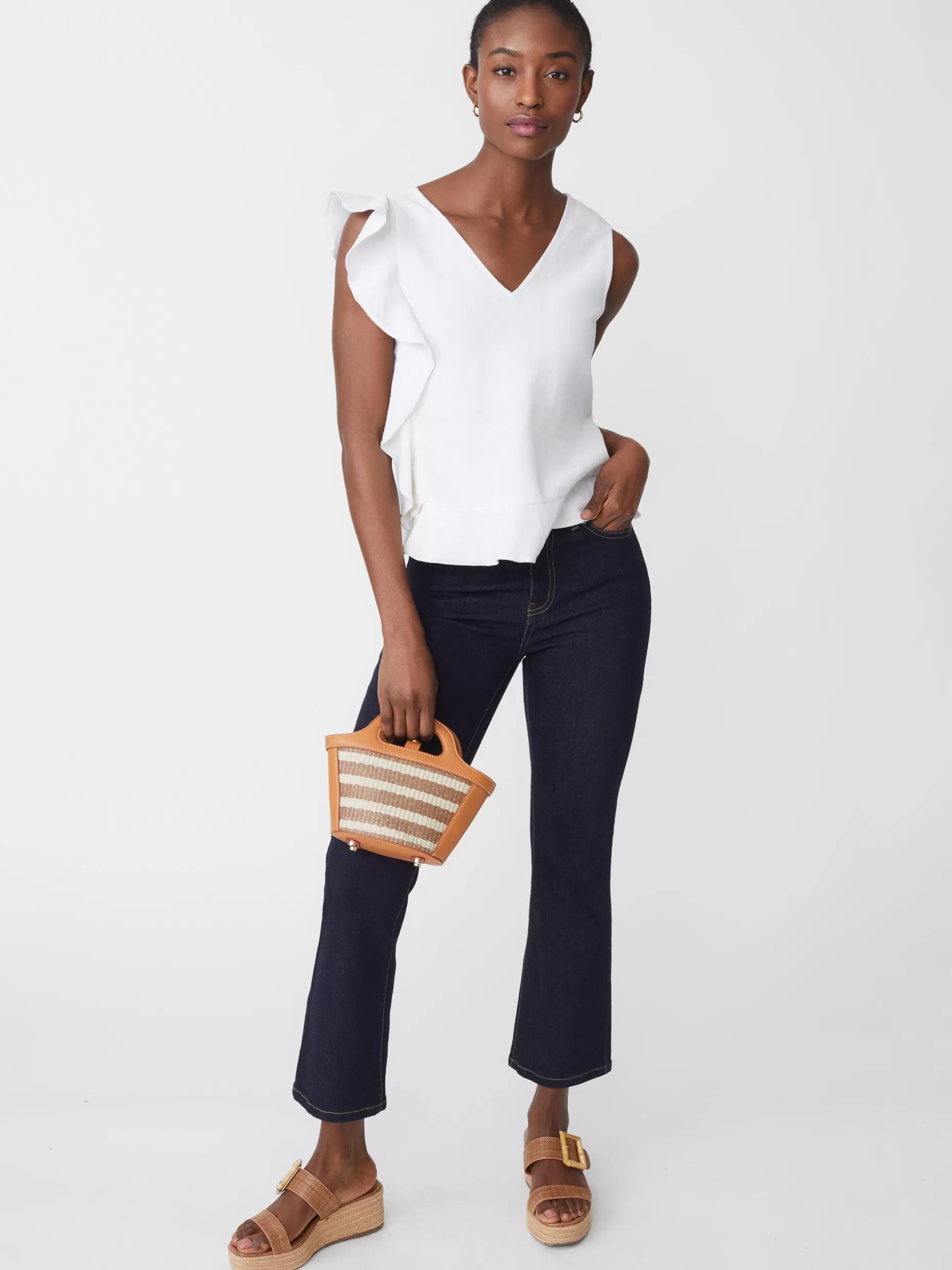 J. McLaughlin Athena Linen Blouse-Women Tops