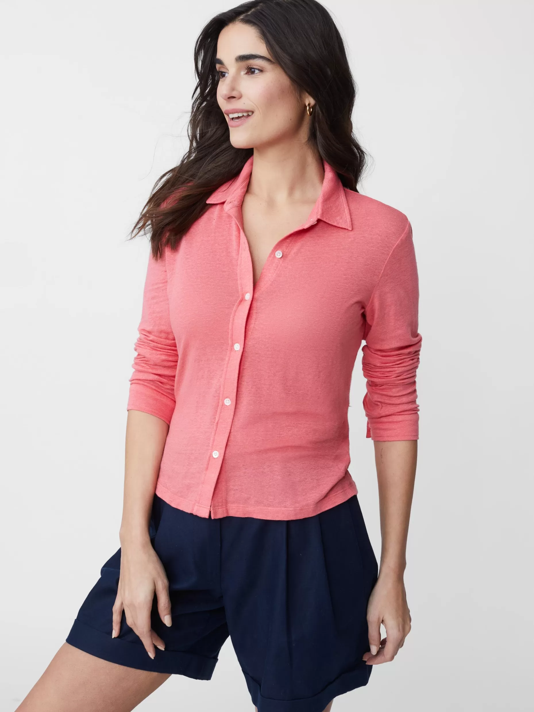 J. McLaughlin Betty Linen Shirt-Women Tops