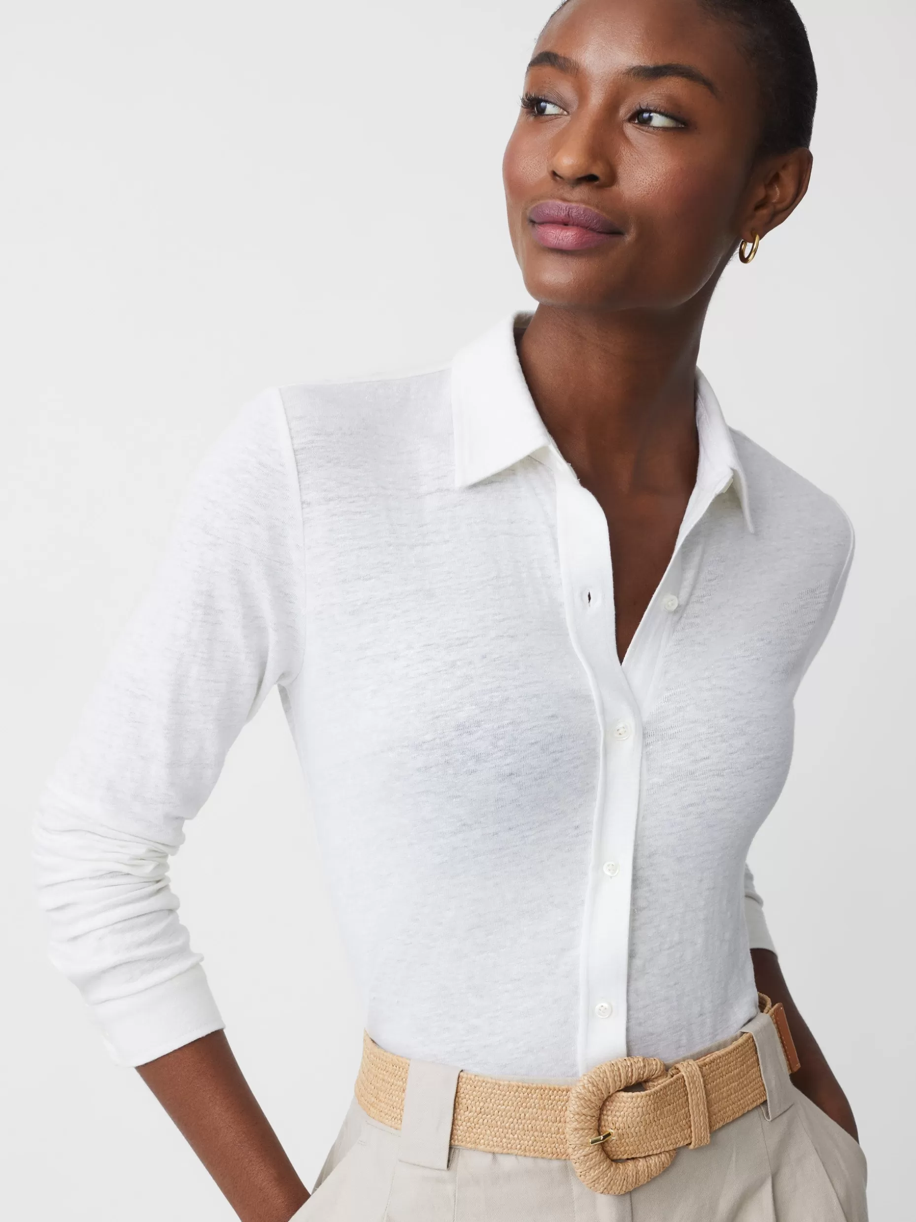 J. McLaughlin Betty Linen Shirt-Women Tops