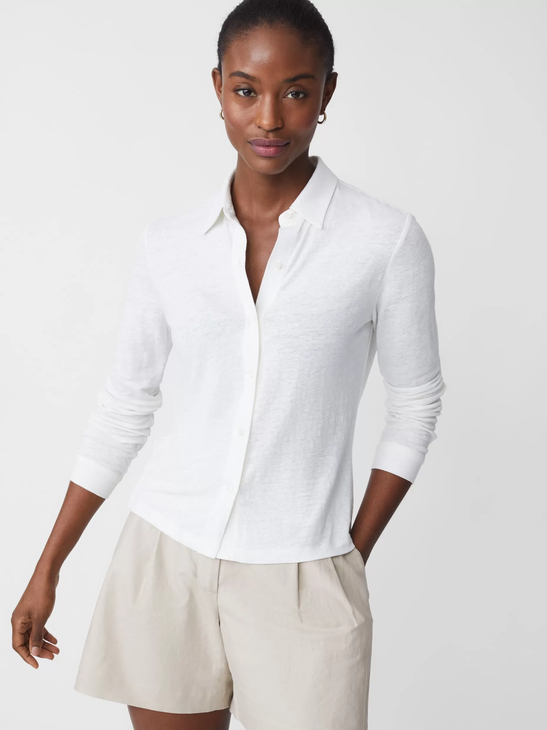 J. McLaughlin Betty Linen Shirt-Women Tops