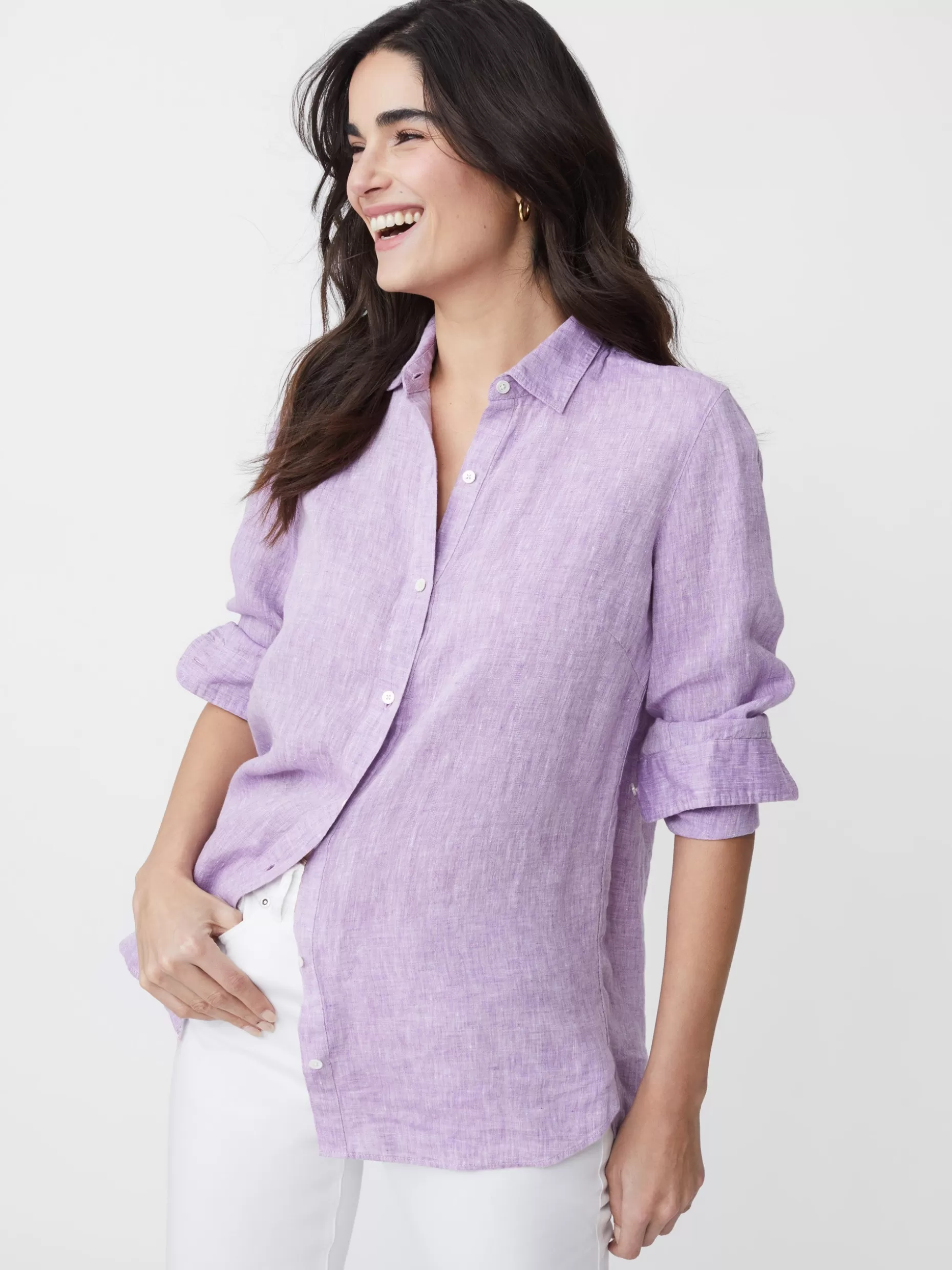 J. McLaughlin Britt Linen Shirt-Women Tops