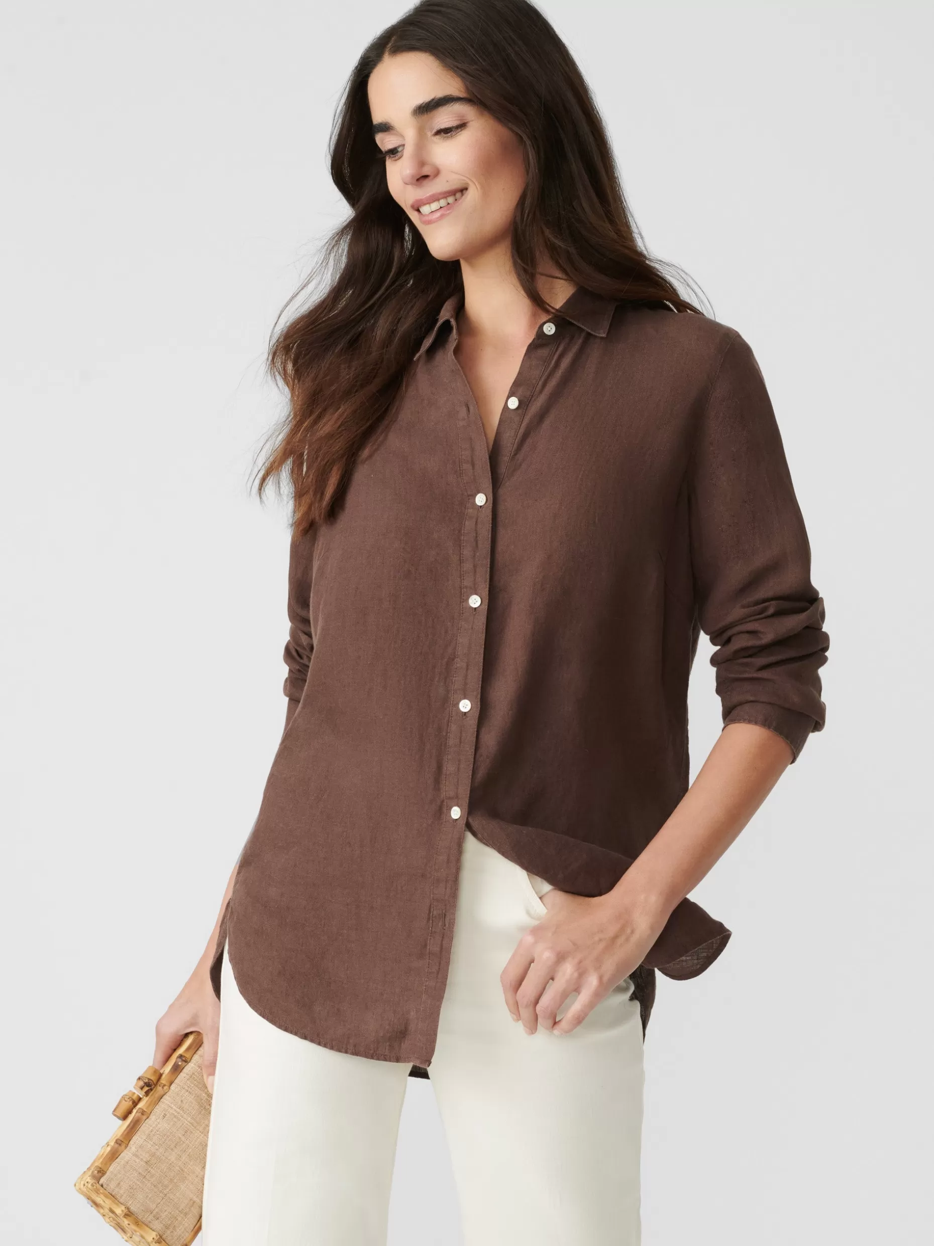 J. McLaughlin Britt Linen Shirt-Women Tops