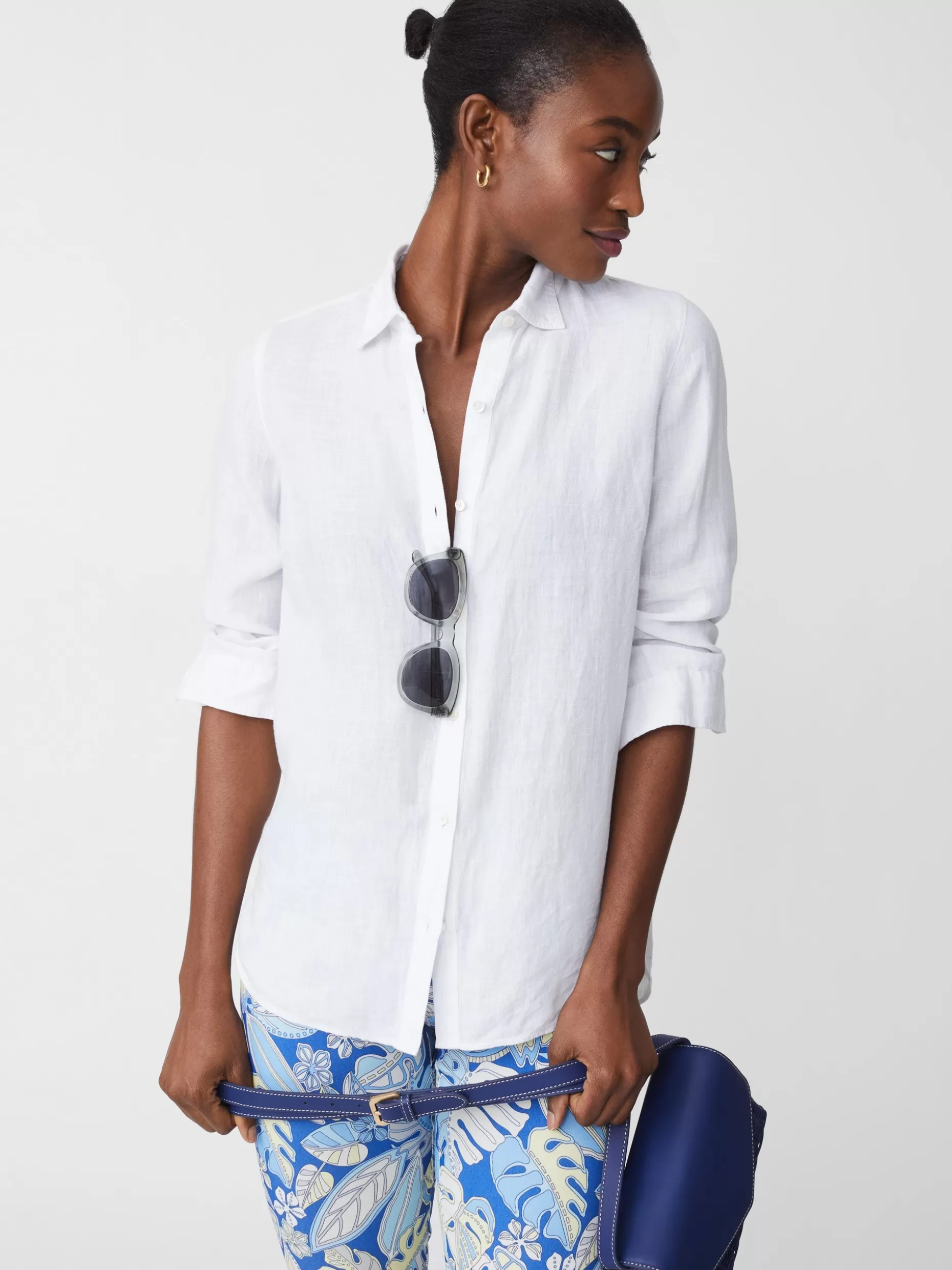 J. McLaughlin Britt Linen Shirt-Women Tops