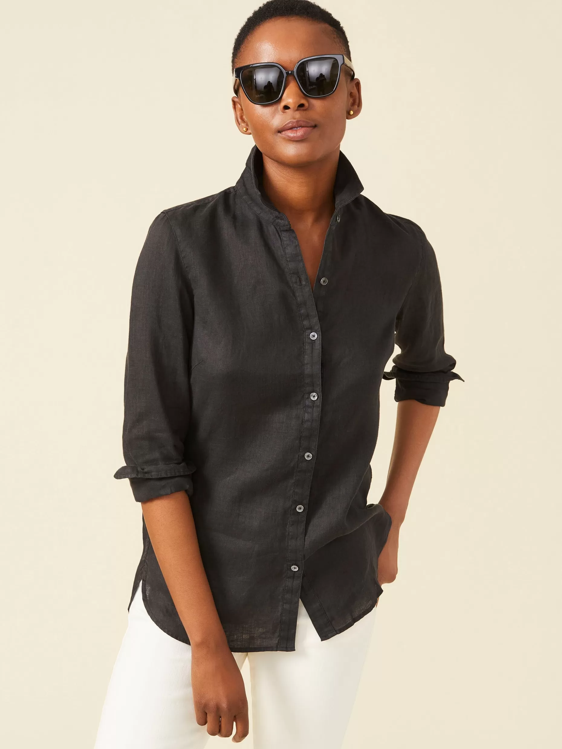 J. McLaughlin Britt Linen Shirt-Women Tops