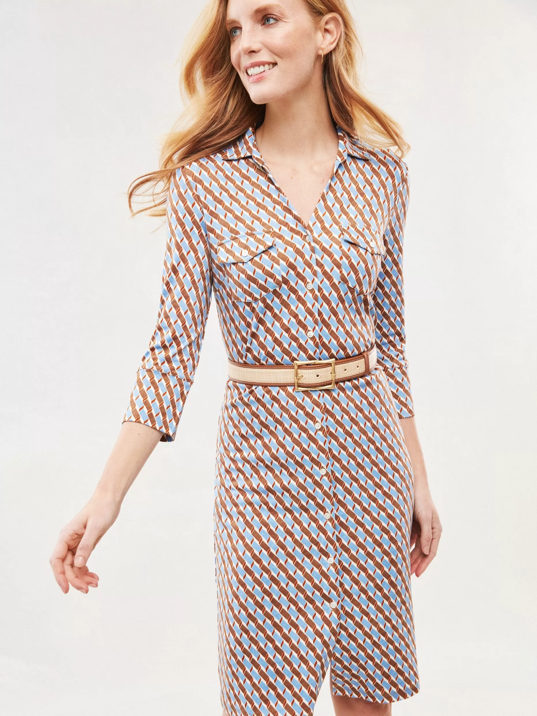 J. McLaughlin Brynn Dress In Mini Fernwood Geo-Women Dresses