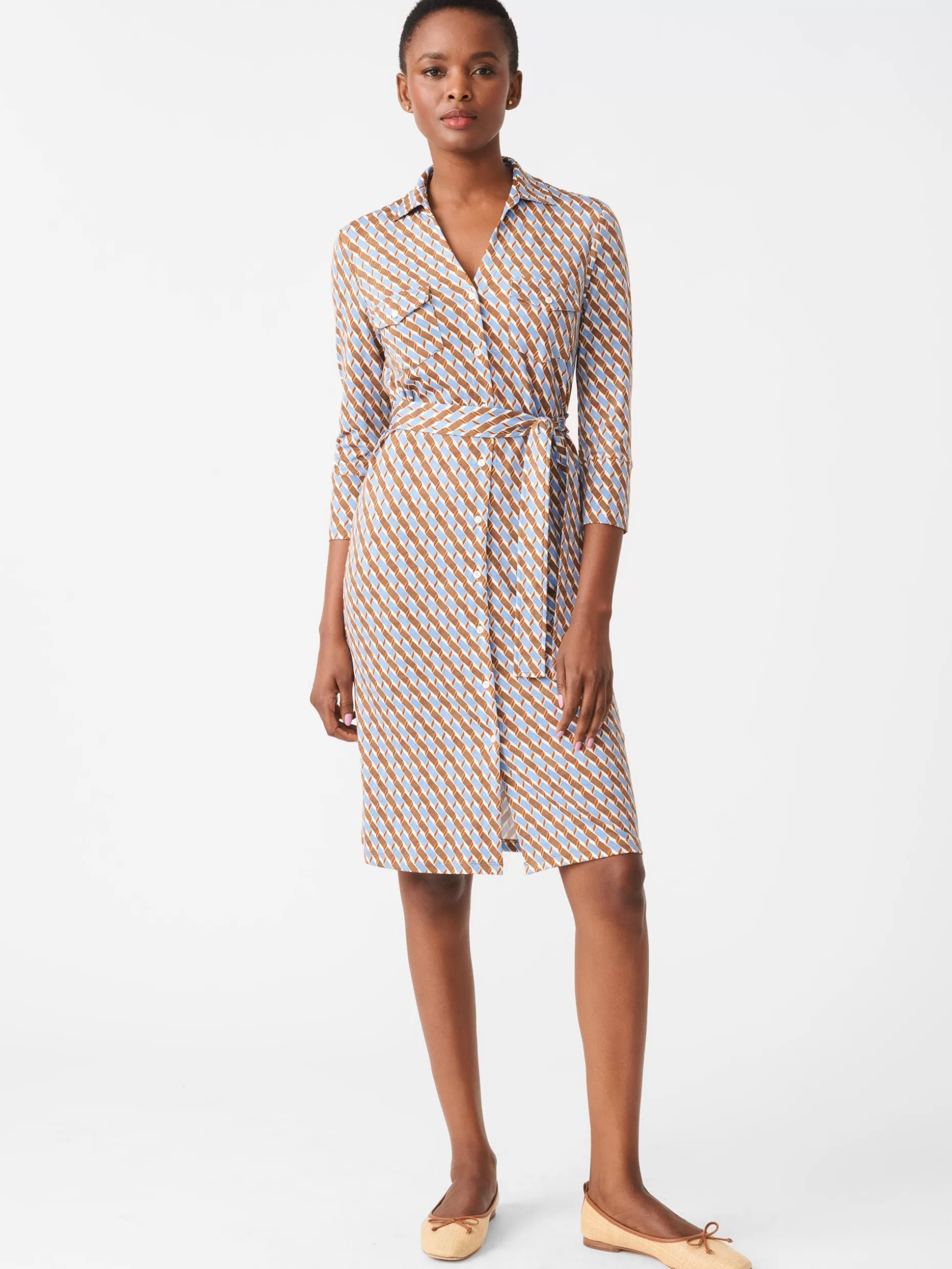 J. McLaughlin Brynn Dress In Mini Fernwood Geo-Women Dresses