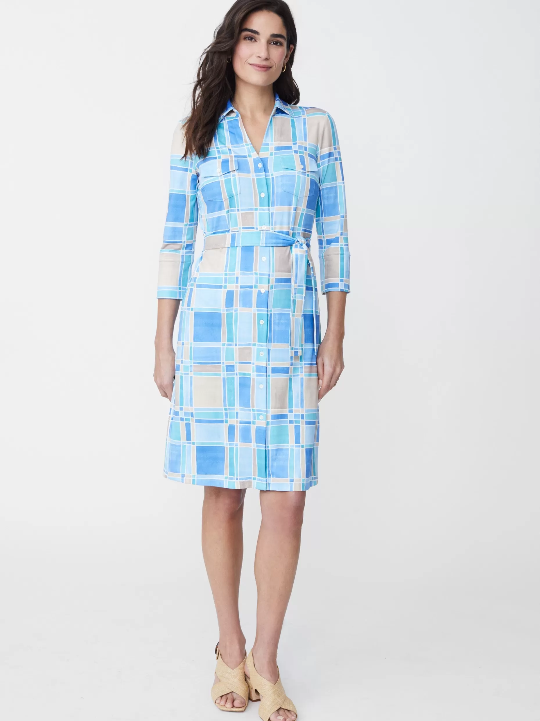 J. McLaughlin Brynn Dress In Paintbrush Plaid-Women Dresses