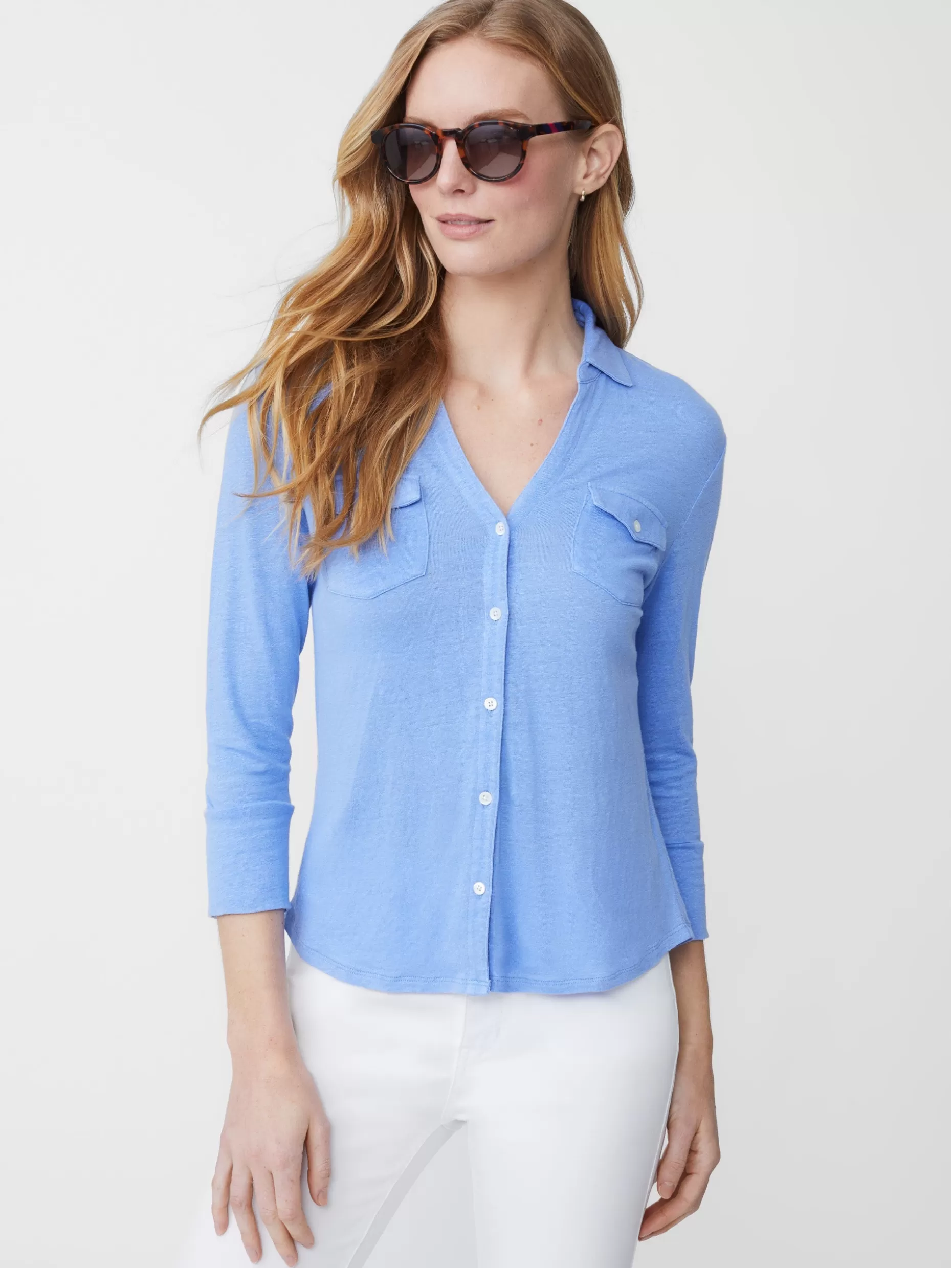 J. McLaughlin Brynn Linen Shirt-Women Tops