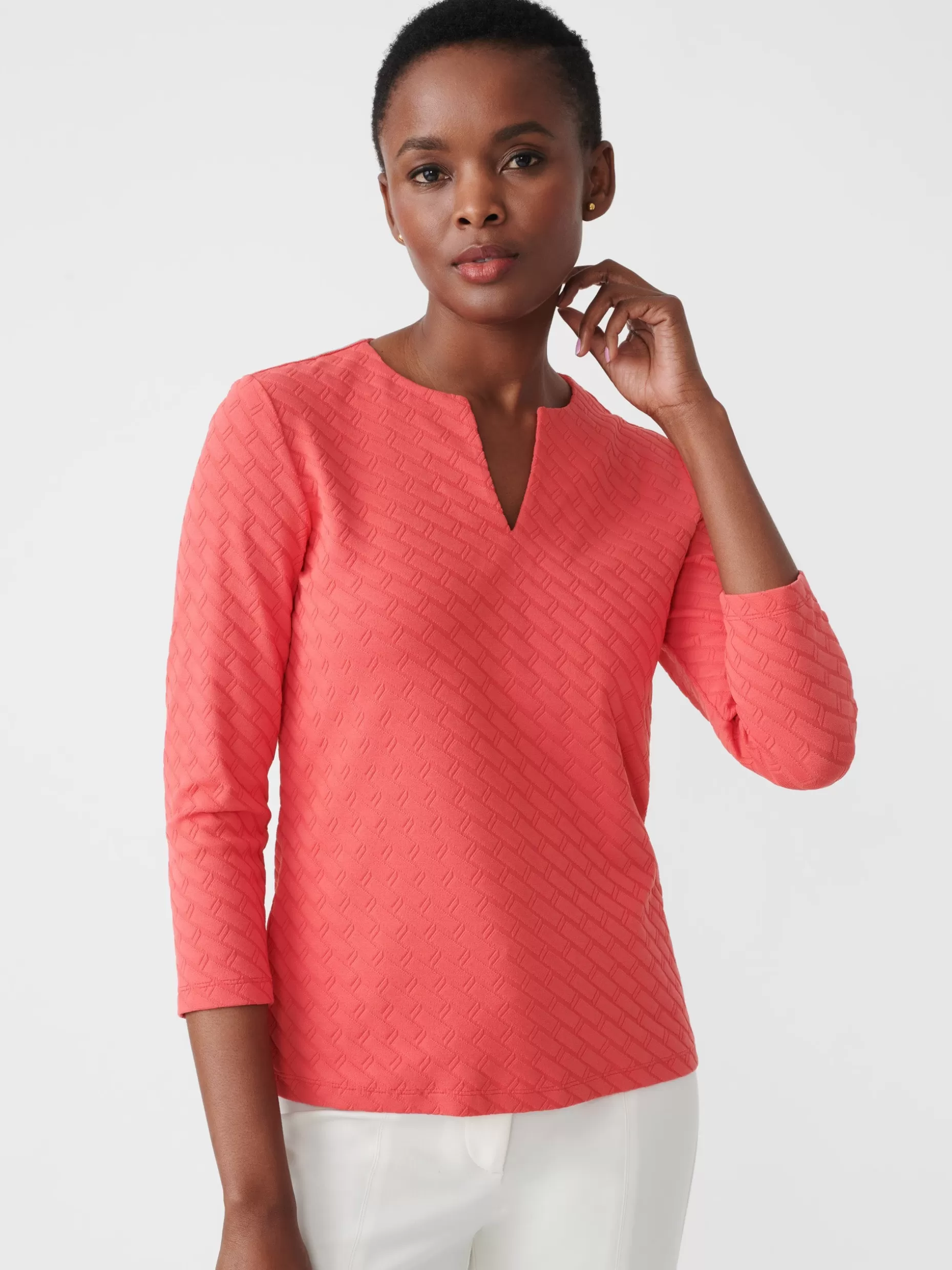 J. McLaughlin Carly Top In Fernwood Geo Jacquard-Women Tops