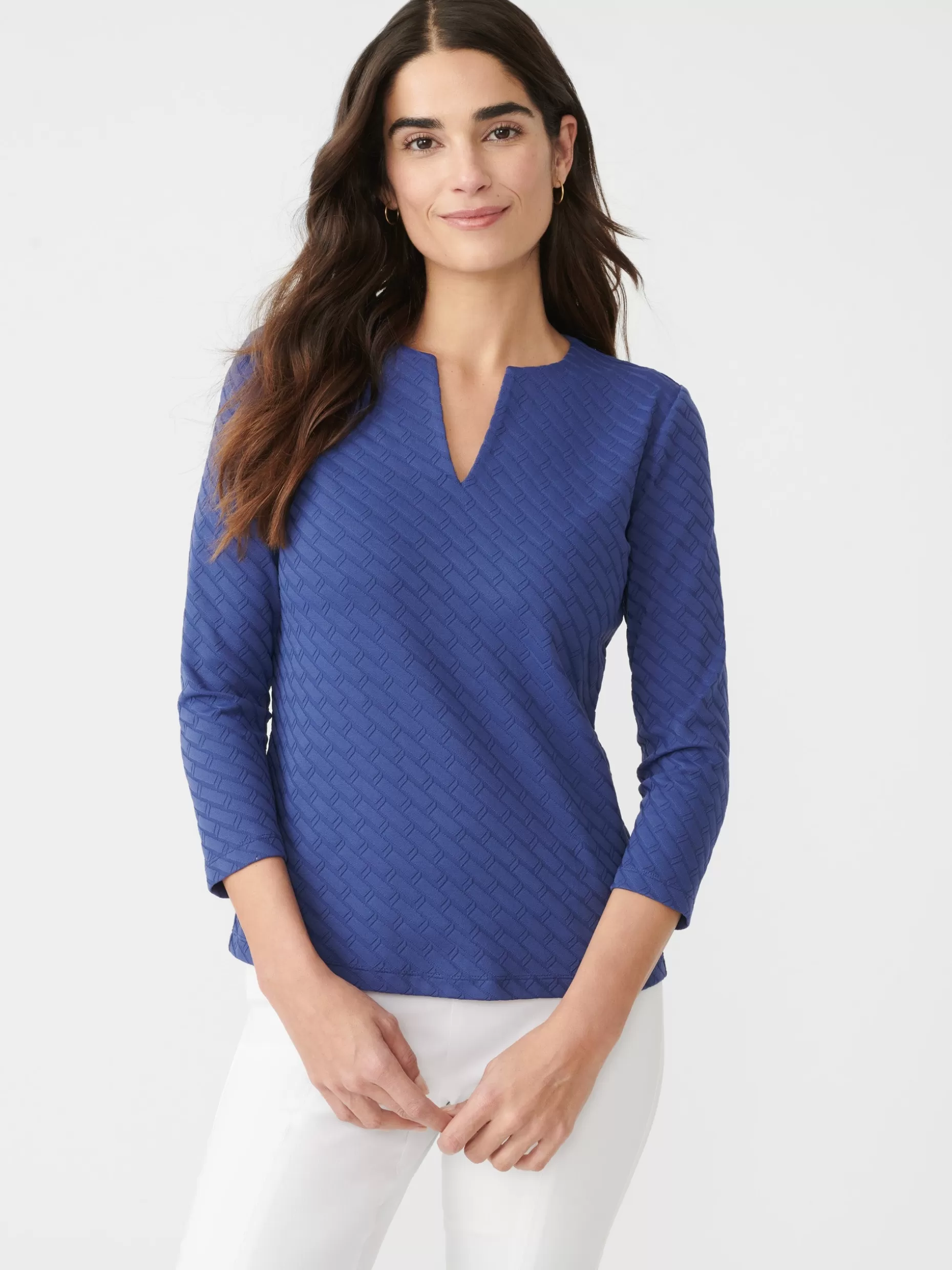 J. McLaughlin Carly Top In Fernwood Geo Jacquard-Women Tops