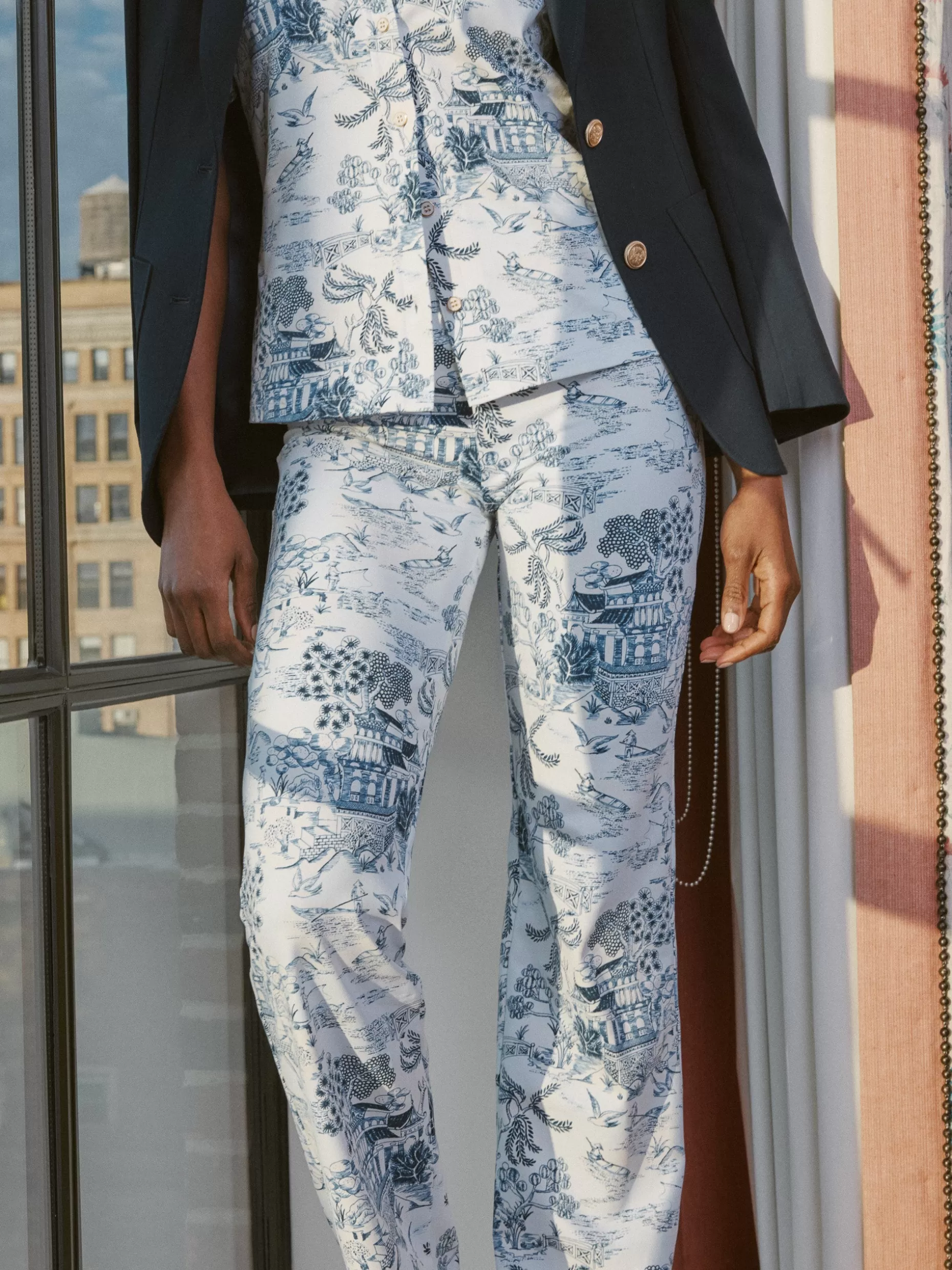 J. McLaughlin Carmel Pants In Chinoiserie Toile-Women Suits & Sets | Pants