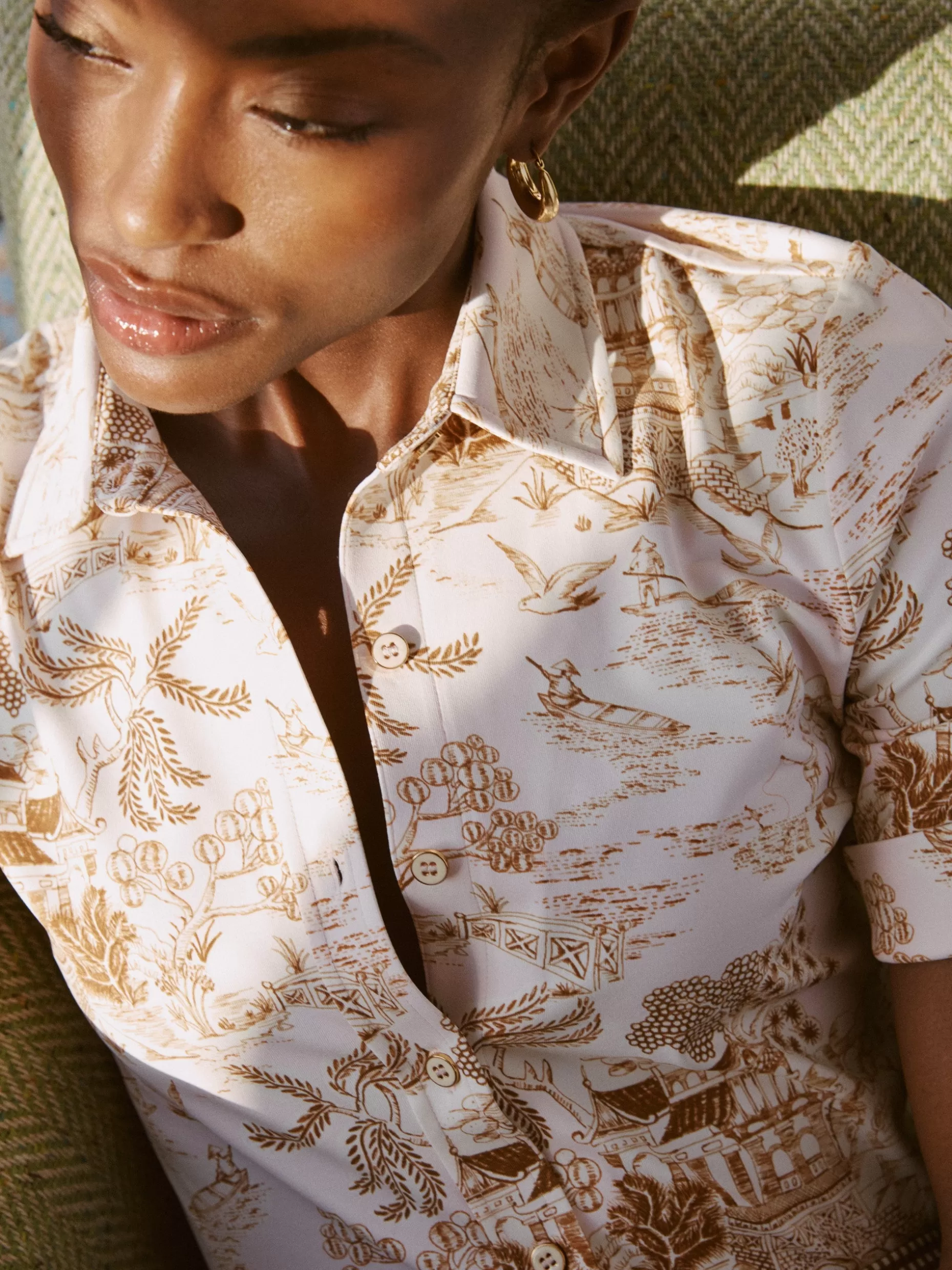 J. McLaughlin Cornelia Shirt In Chinoiserie Toile-Women Tops