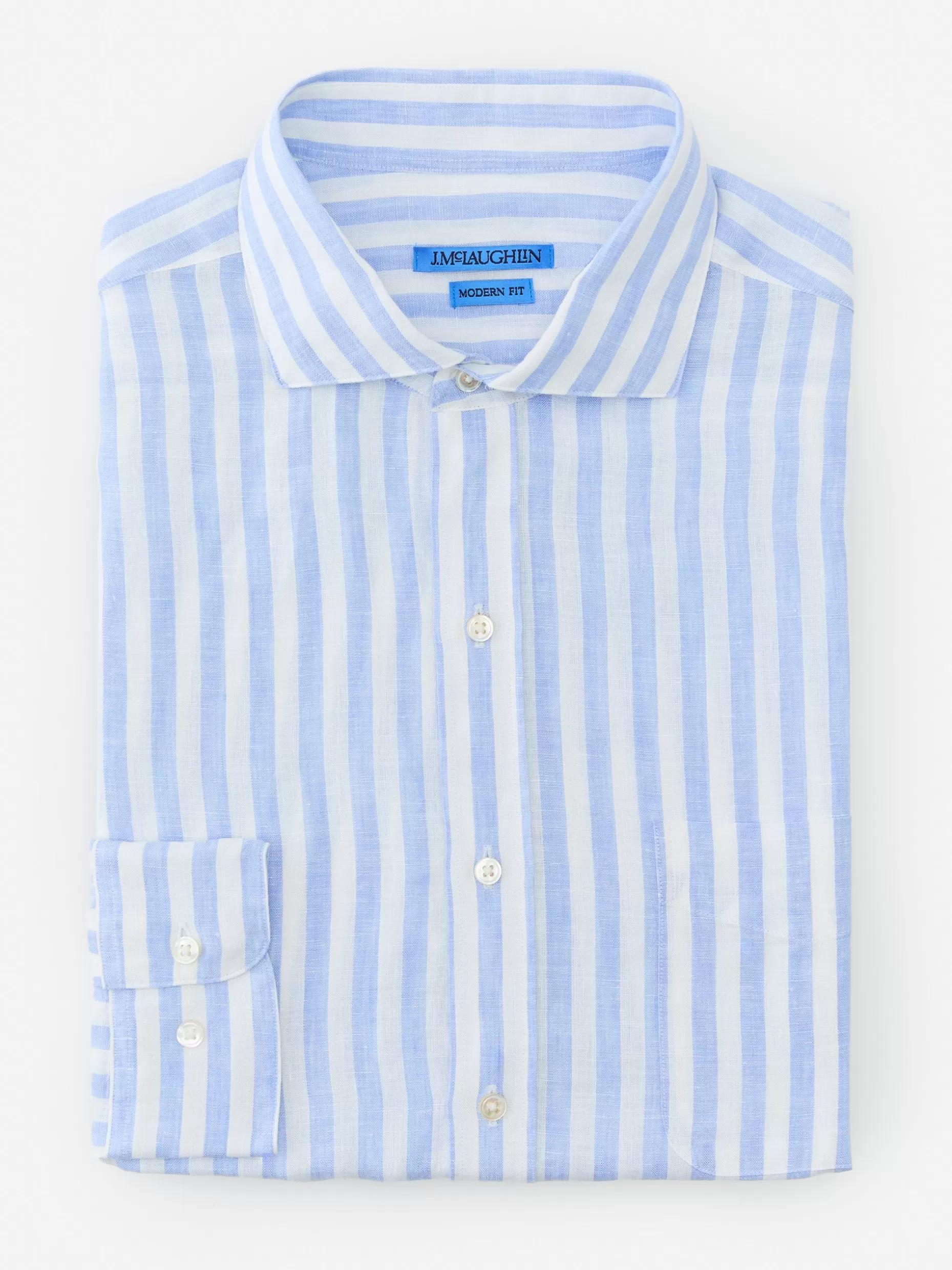 J. McLaughlin Drummond Modern Fit Linen Shirt In Bengal Stripe- Shirts