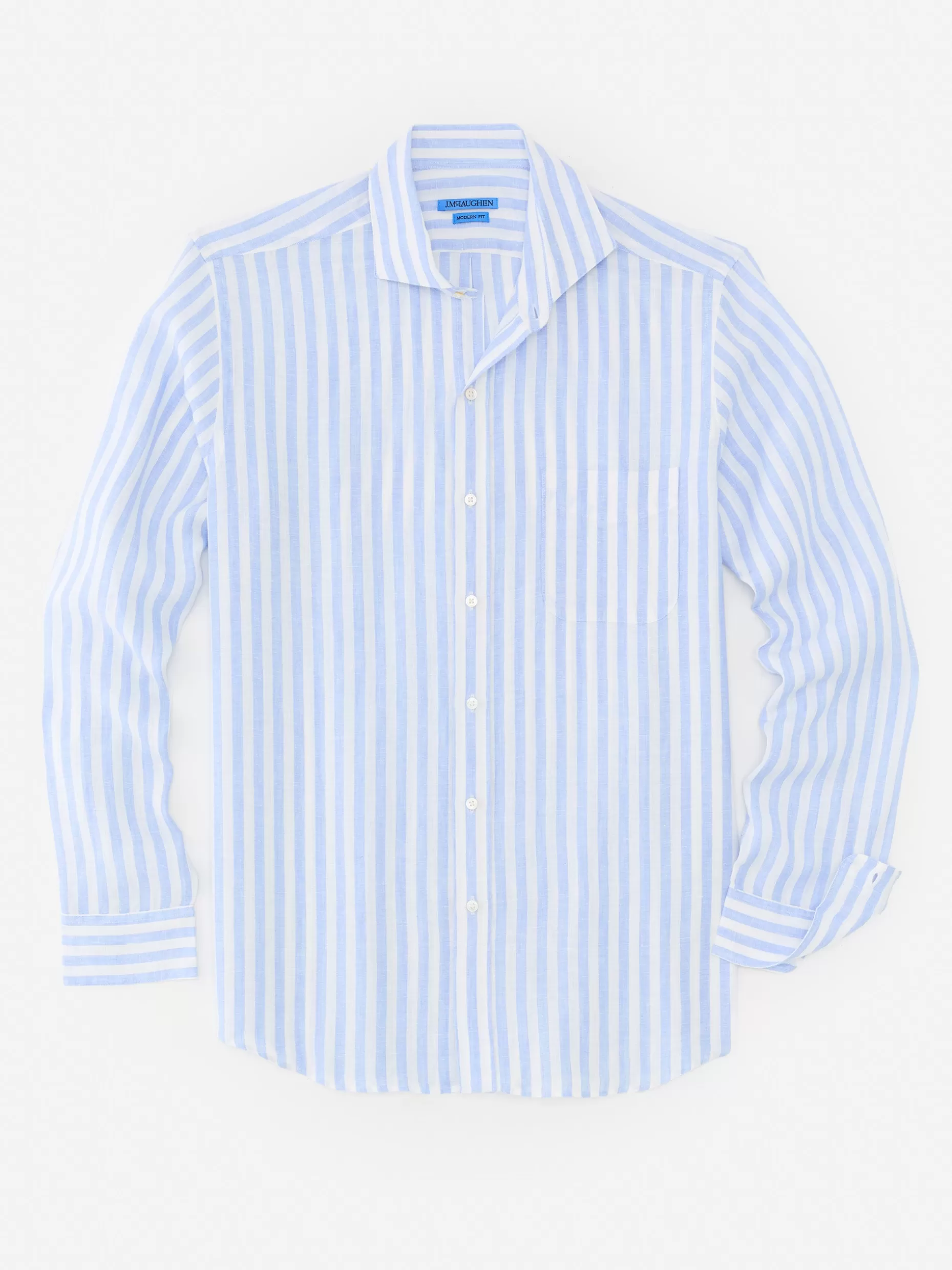 J. McLaughlin Drummond Modern Fit Linen Shirt In Bengal Stripe- Shirts