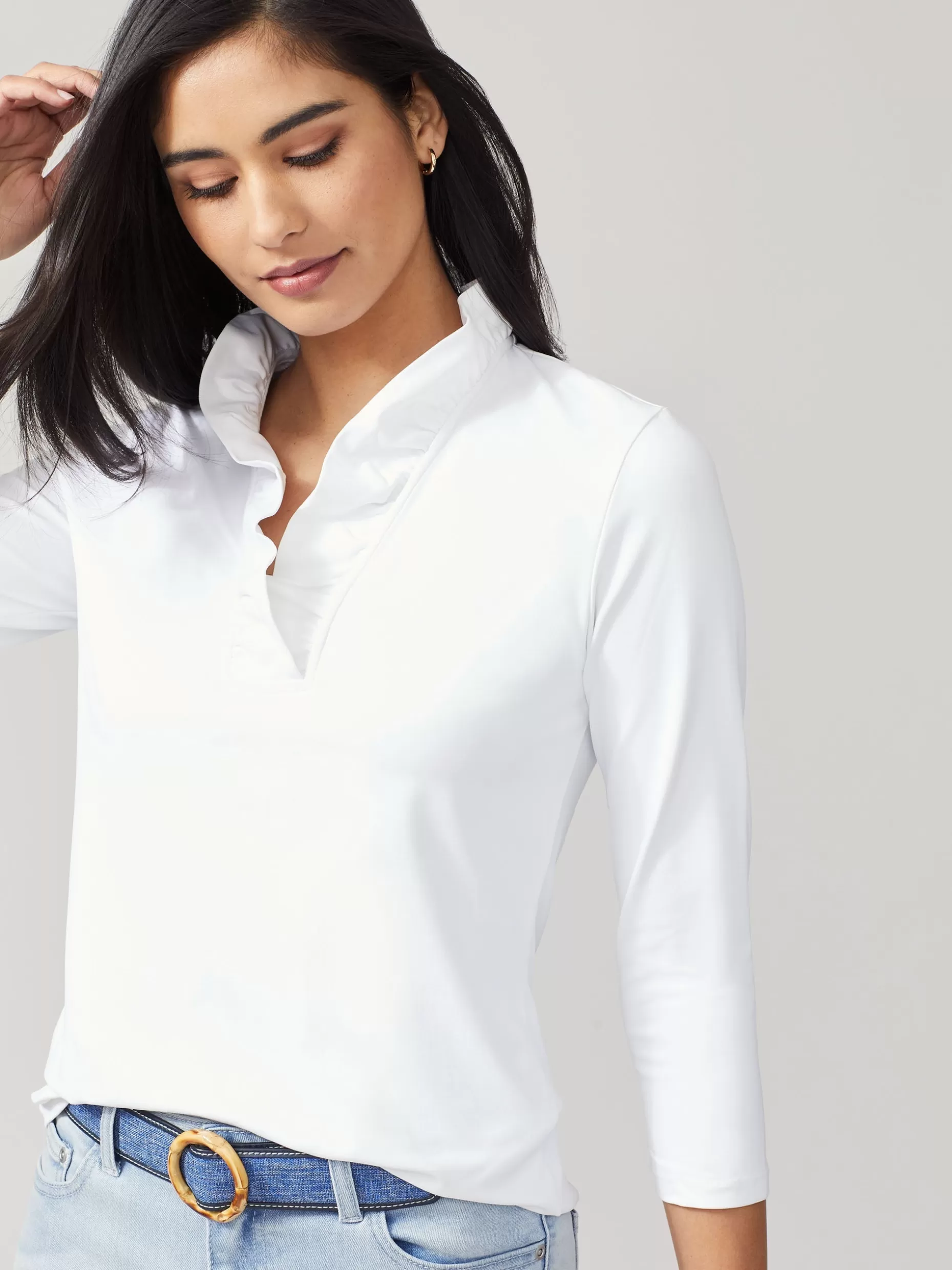 J. McLaughlin Durham Ruffle Top-Women Tops | Tees