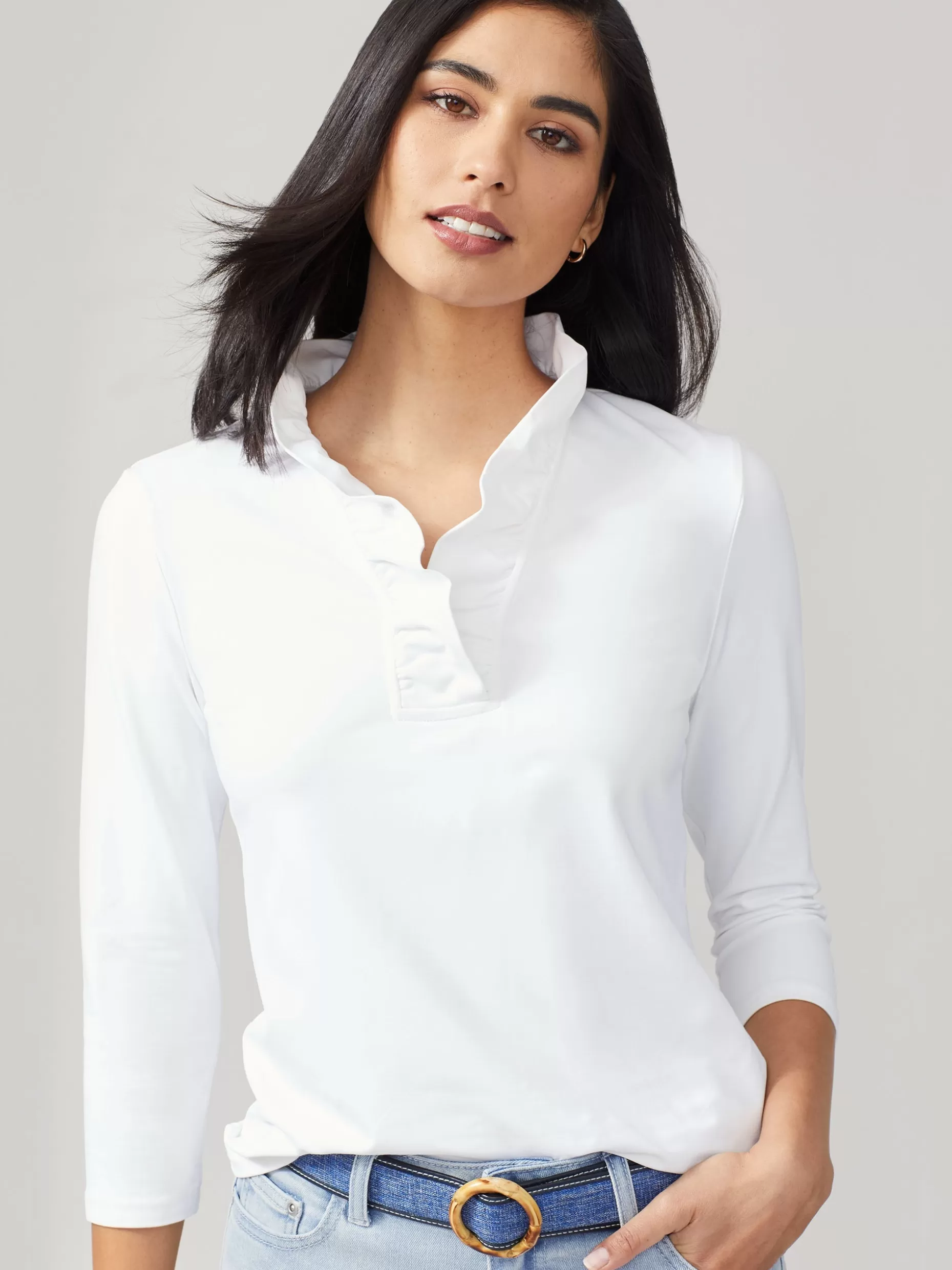 J. McLaughlin Durham Ruffle Top-Women Tops | Tees