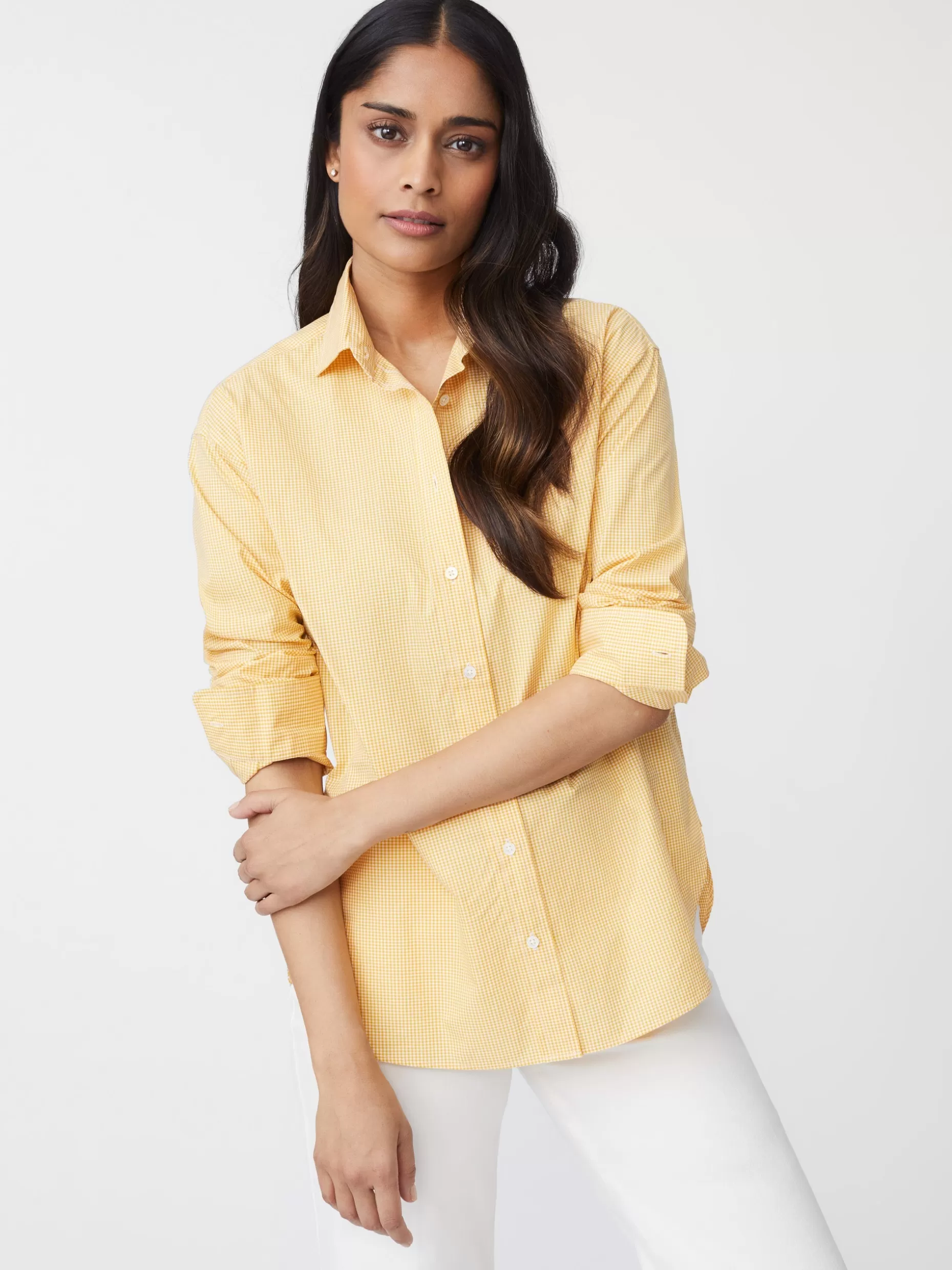 J. McLaughlin Finn Shirt In Micro Gingham-Women Tops