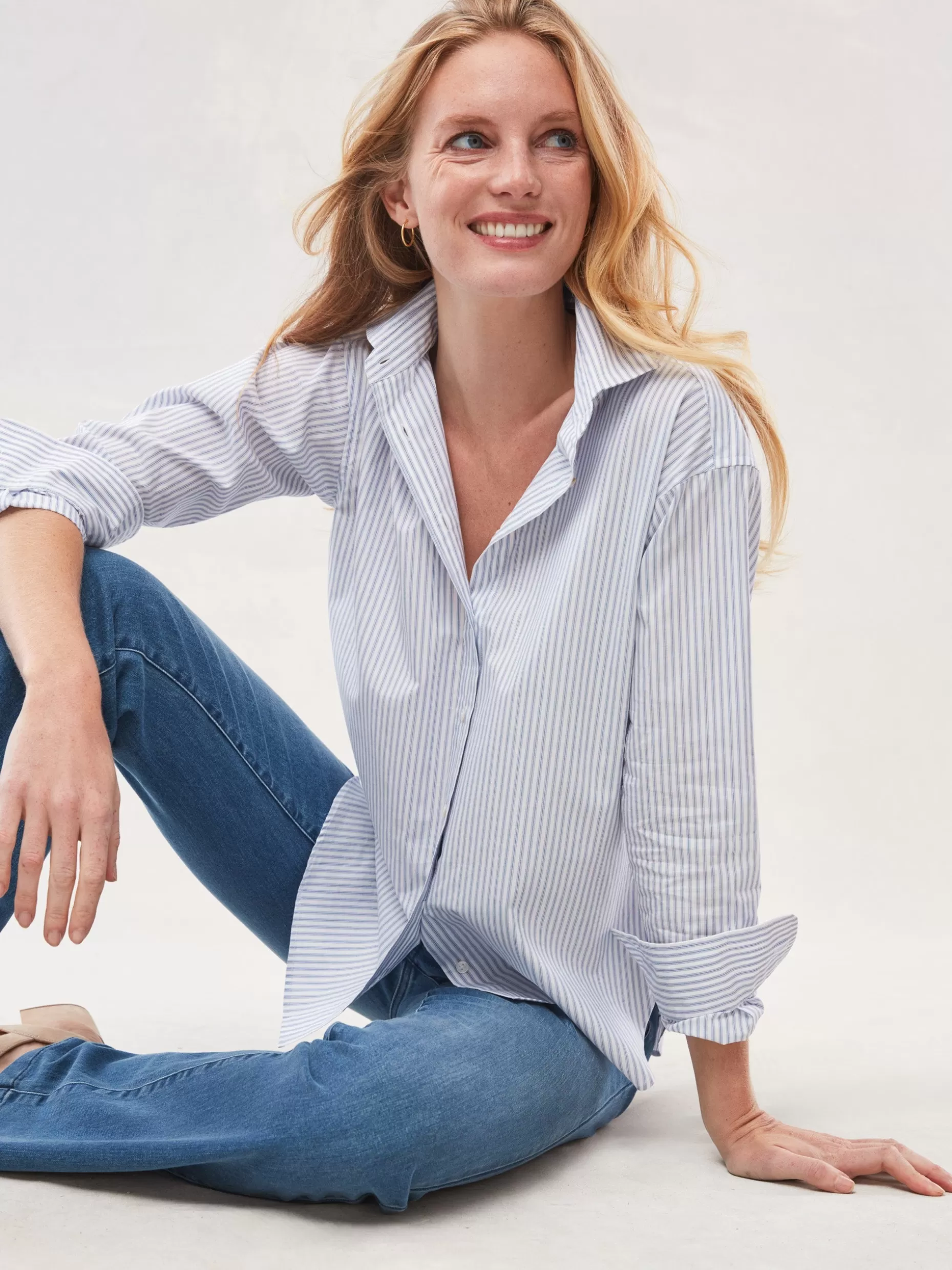 J. McLaughlin Finn Shirt In Stripe-Women Tops