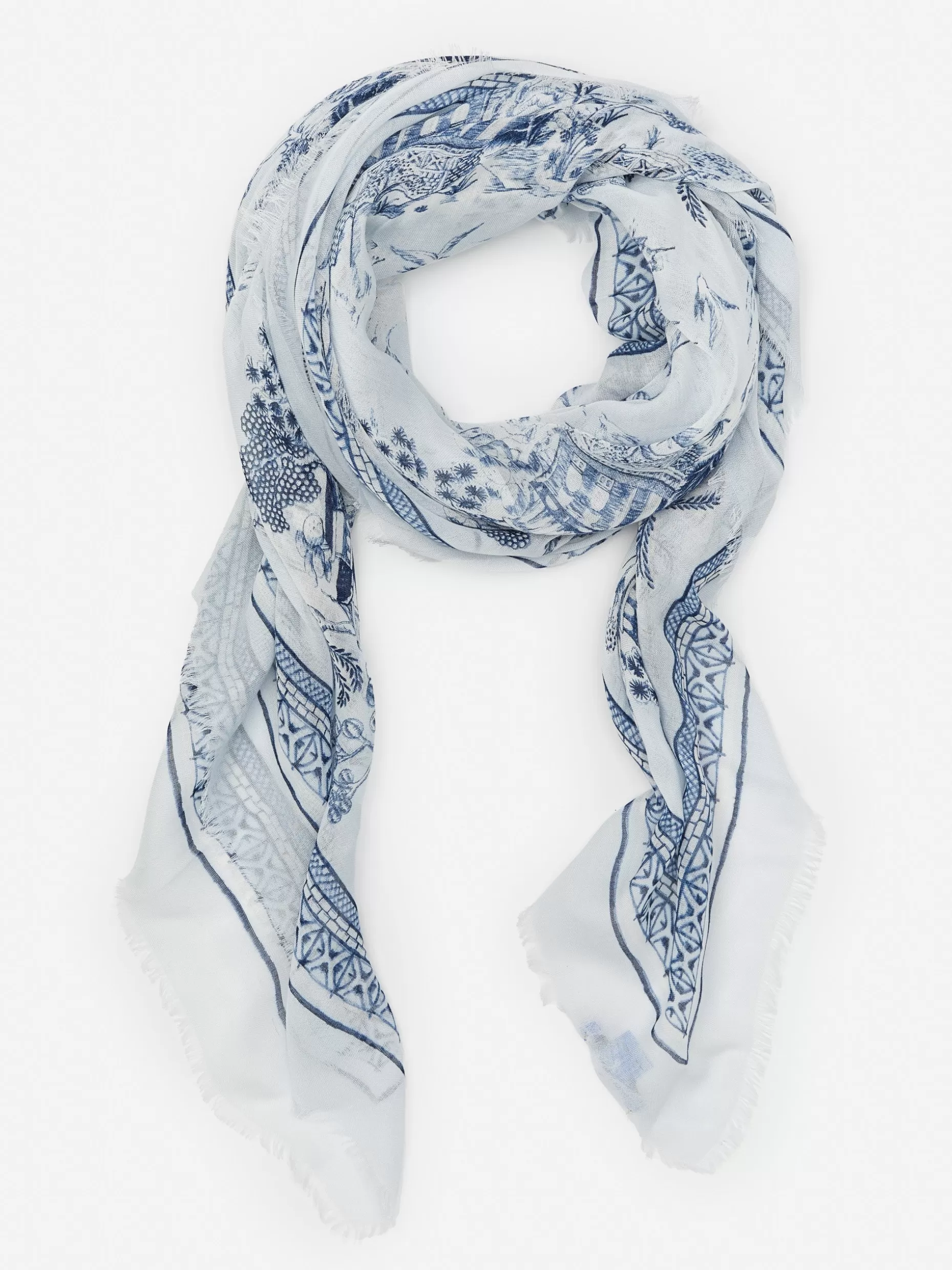 J. McLaughlin Giselle Scarf In Chinoiserie Toile Square-Women Scarves