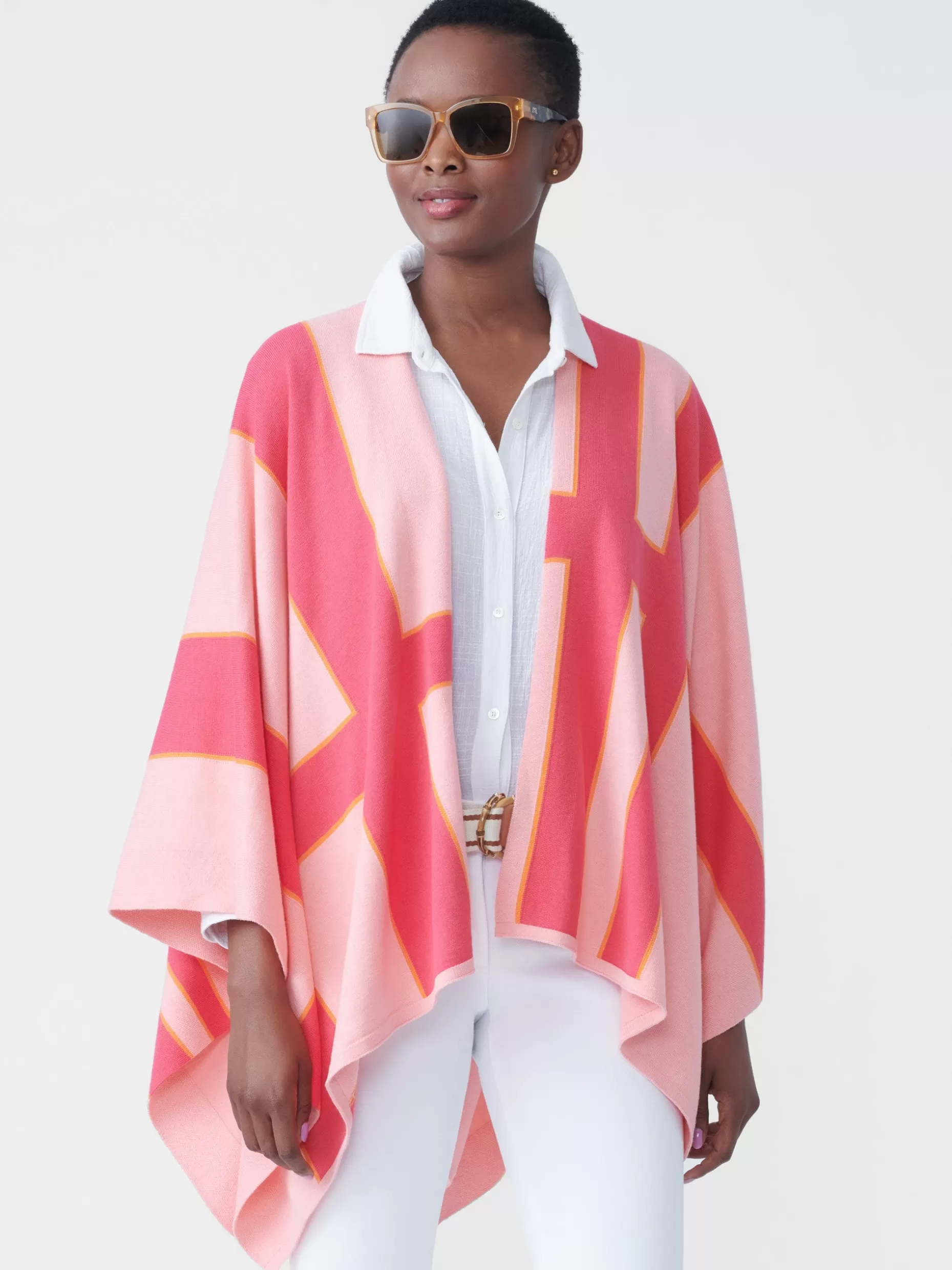 J. McLaughlin Giulietta Wrap In Block Stripe-Women Jackets & Outerwear | Sweaters