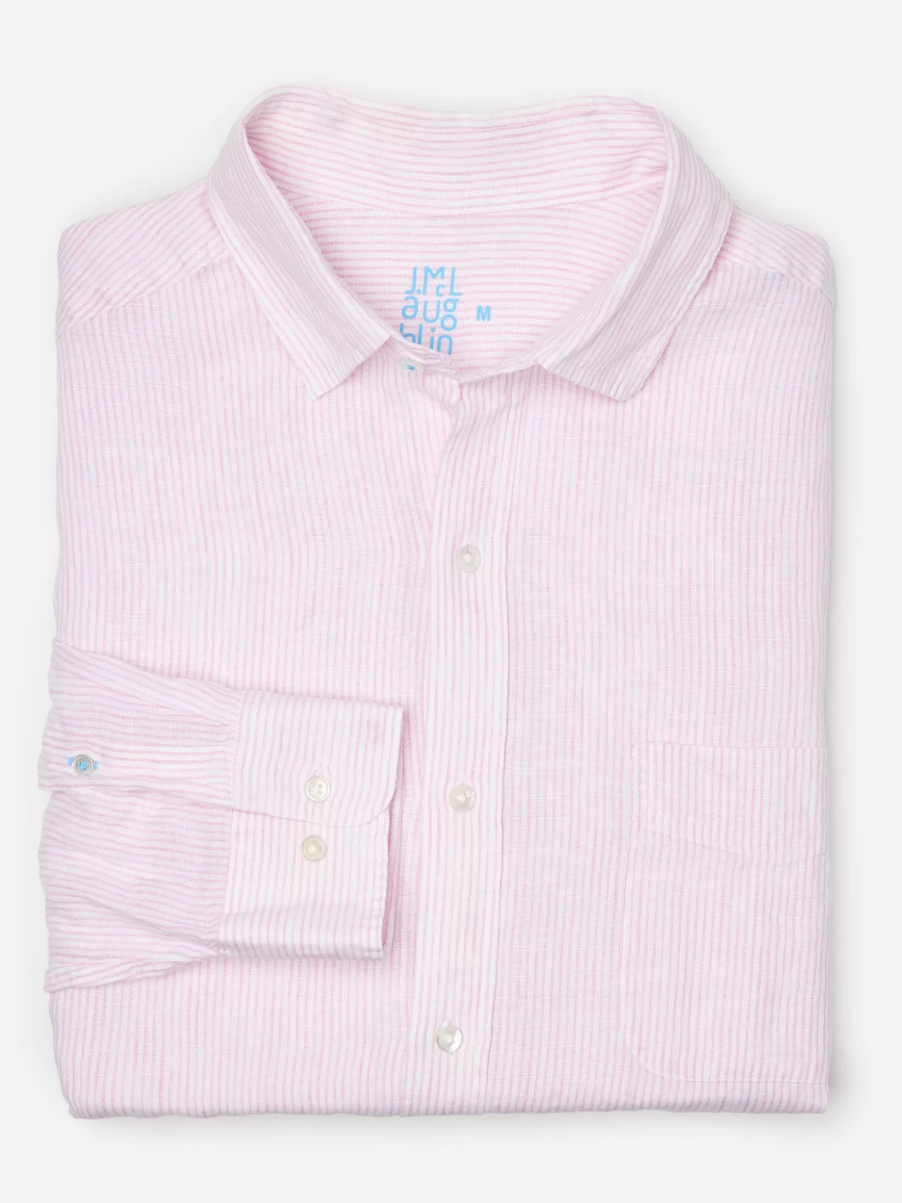 J. McLaughlin Gramercy Classic Fit Linen Shirt In Fineline- Shirts