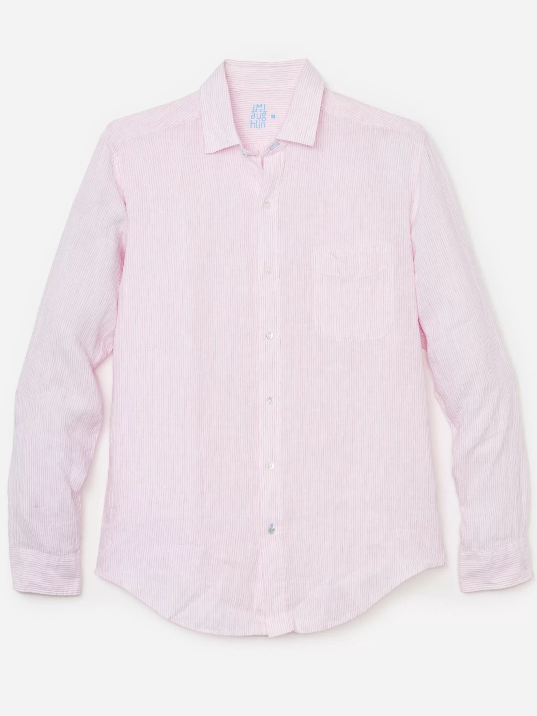 J. McLaughlin Gramercy Classic Fit Linen Shirt In Fineline- Shirts