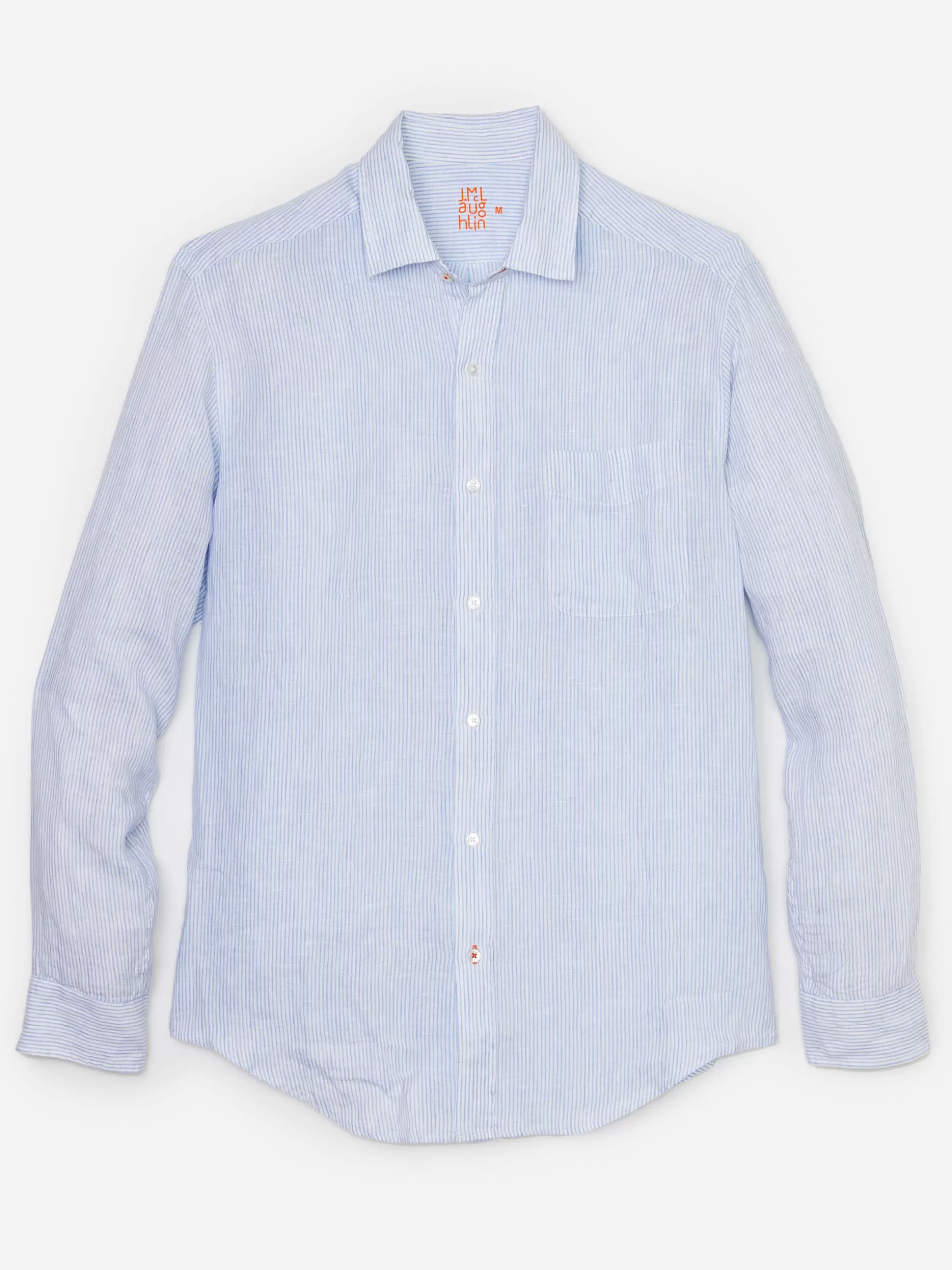 J. McLaughlin Gramercy Classic Fit Linen Shirt In Fineline- Shirts