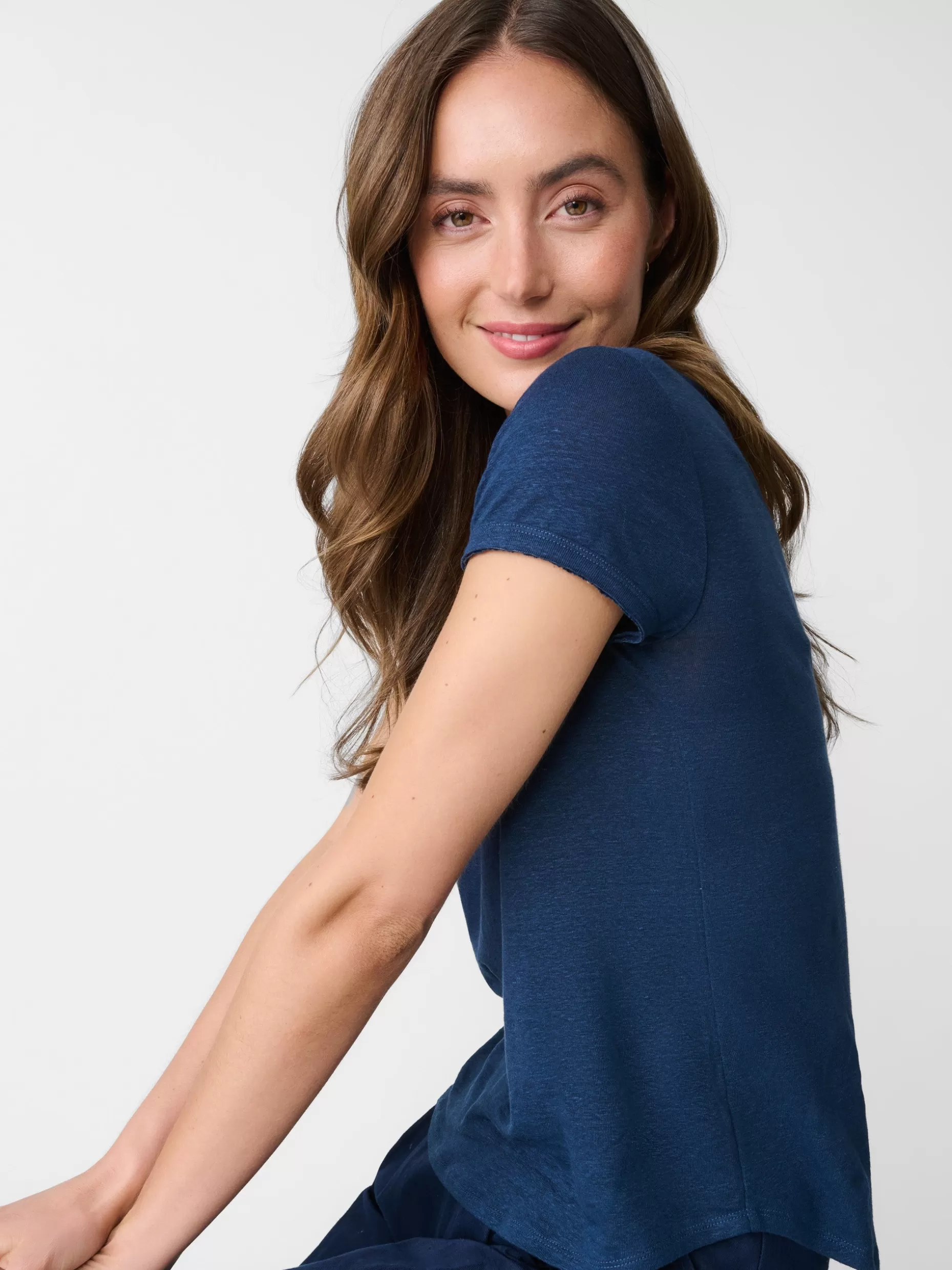 J. McLaughlin Kacey Linen Tee-Women Tops | Tees