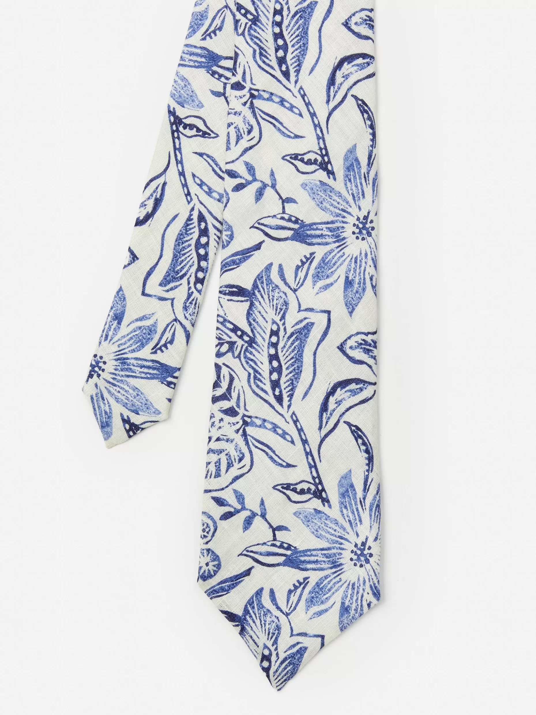 J. McLaughlin Linen Tie In Indigo Flora- Shoes & Accessories | Ties