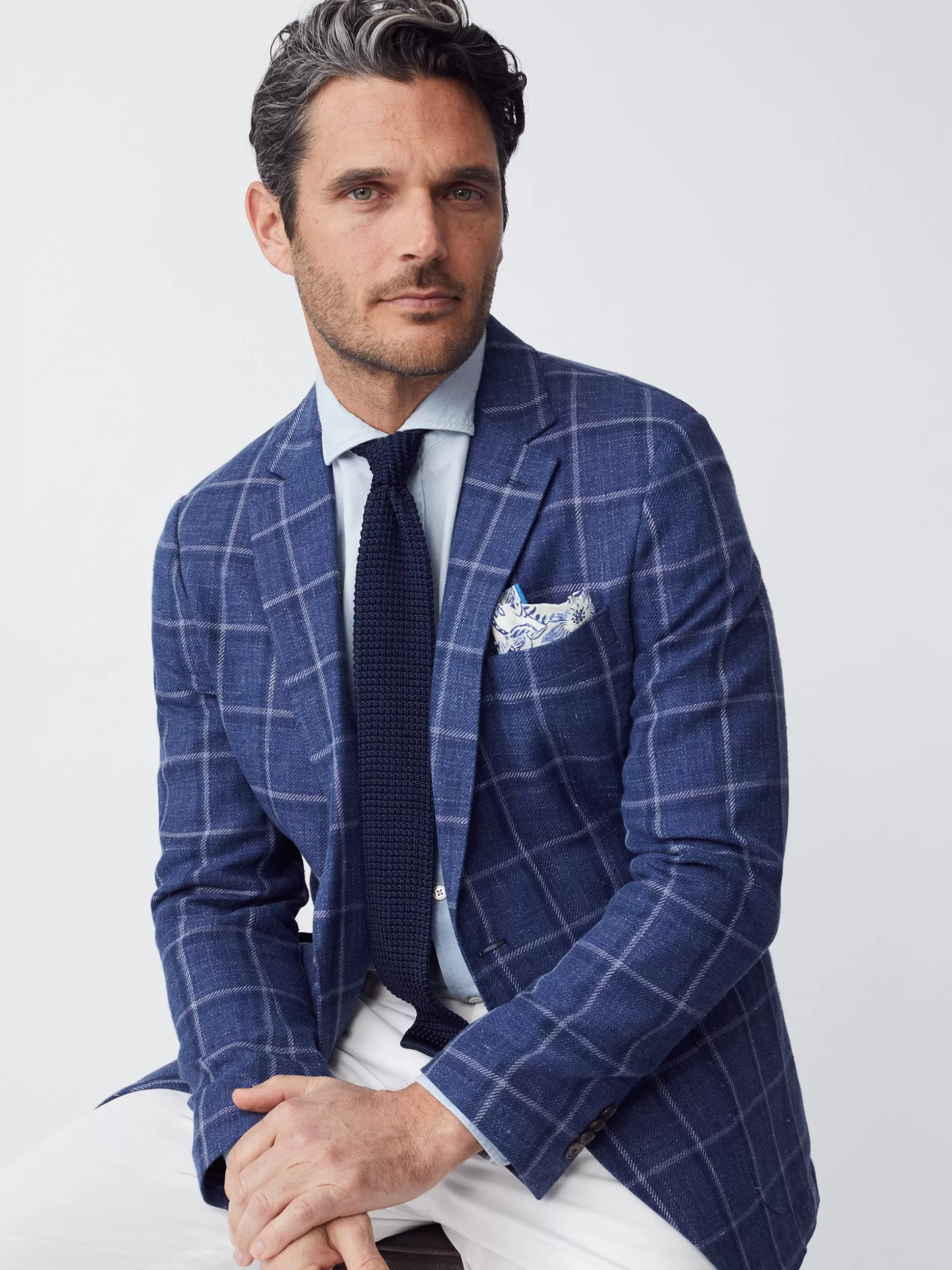 J. McLaughlin Lisbon Linen Blend Blazer In Window Pane- Jackets & Outerwear | Sport Coats