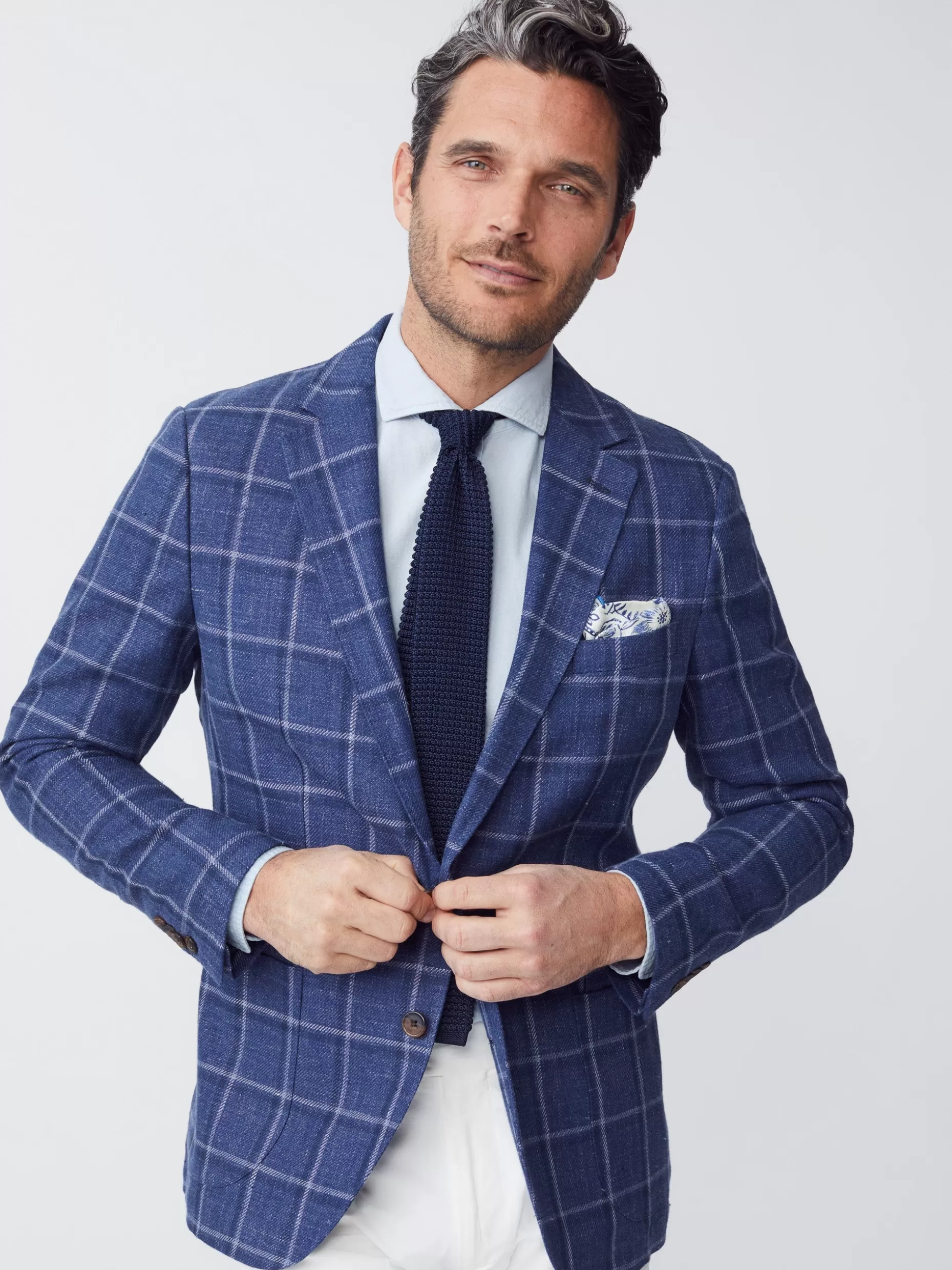 J. McLaughlin Lisbon Linen Blend Blazer In Window Pane- Jackets & Outerwear | Sport Coats