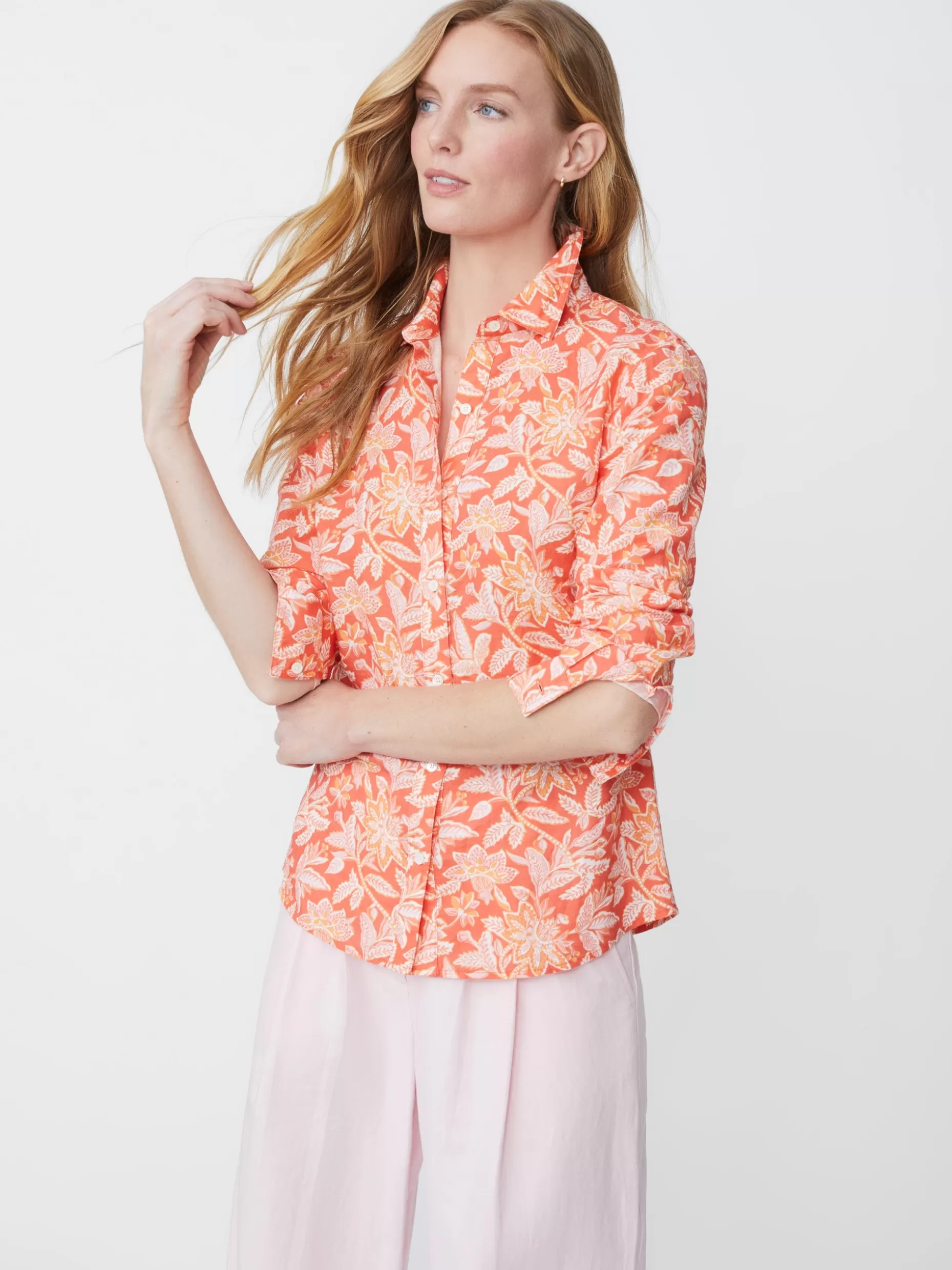 J. McLaughlin Lois Linen Shirt In Bloomsbury-Women Tops