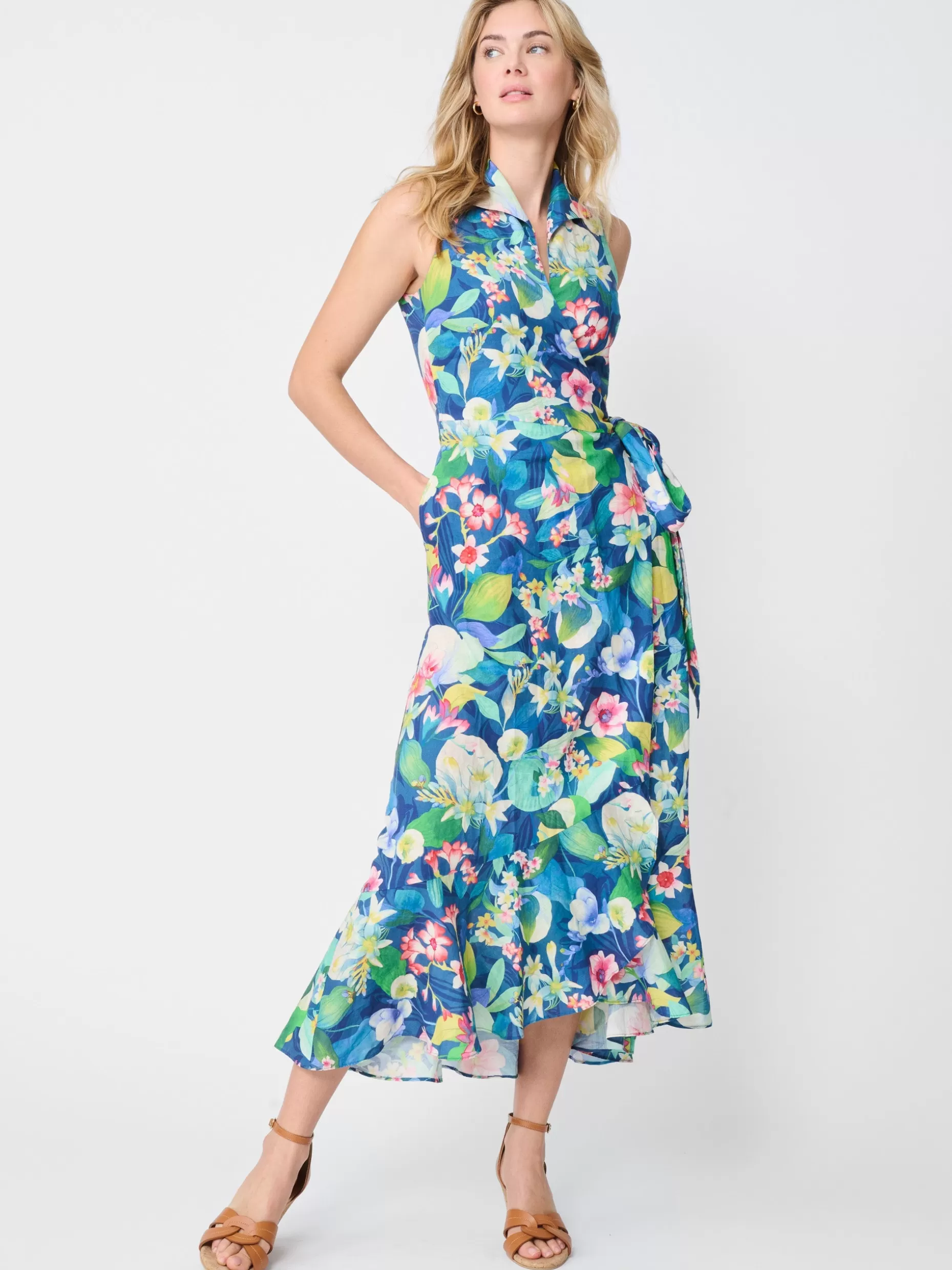 J. McLaughlin Miramar Linen Dress In Floral Reef-Women Dresses