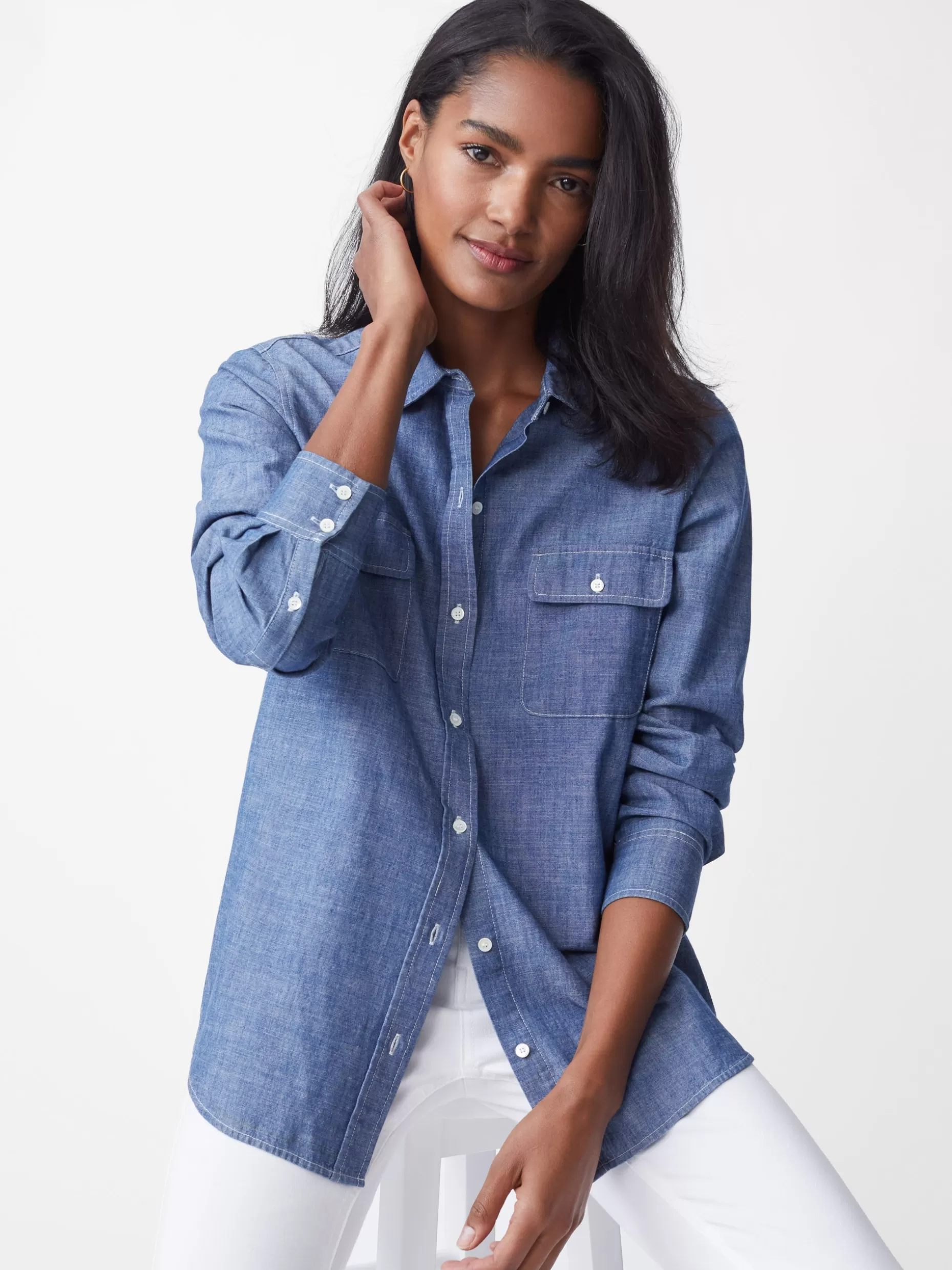 J. McLaughlin Miris Chambray Shirt-Women Tops