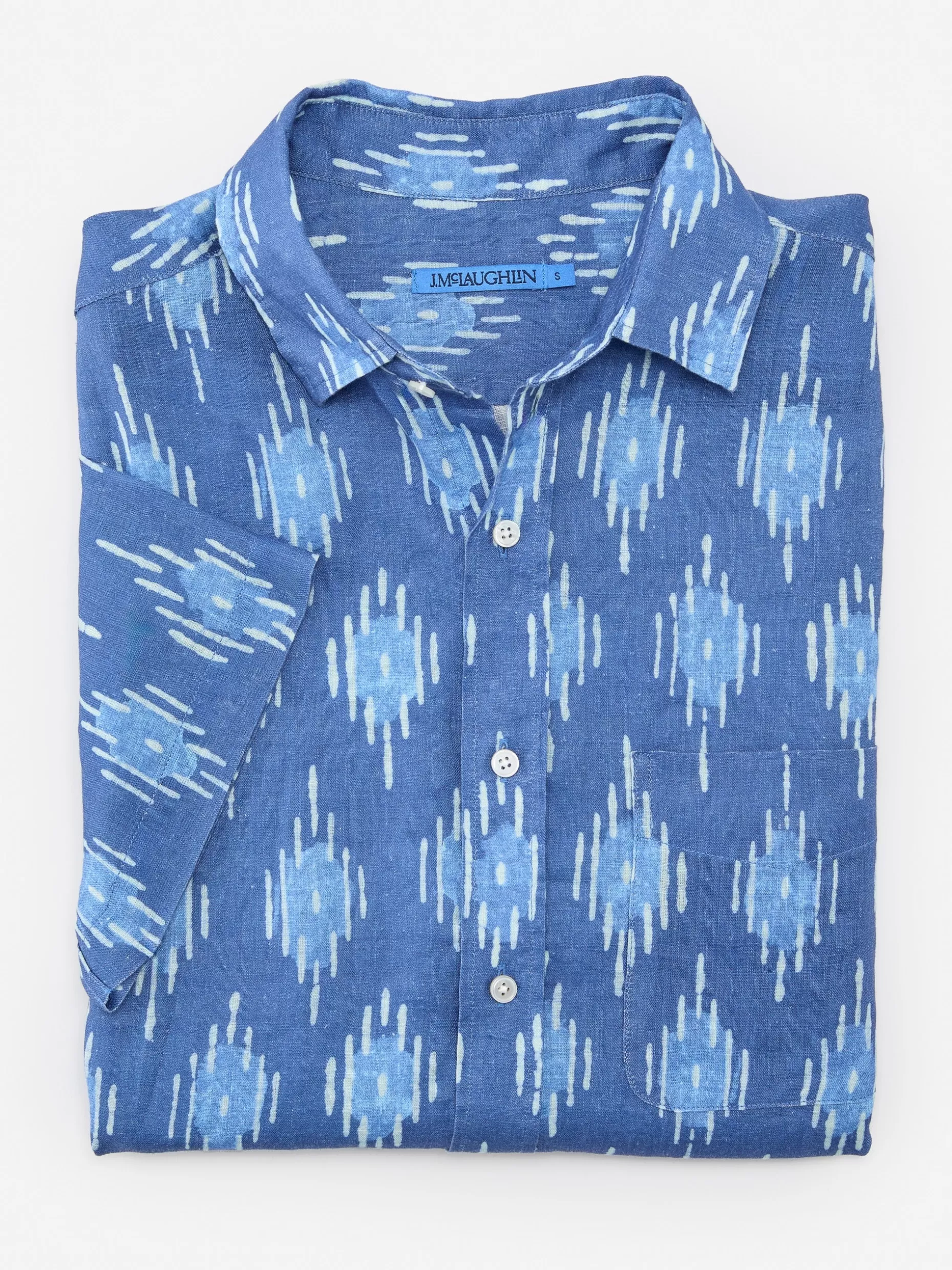 J. McLaughlin Montauk Modern Fit Linen Shirt In Drop Ikat- Shirts