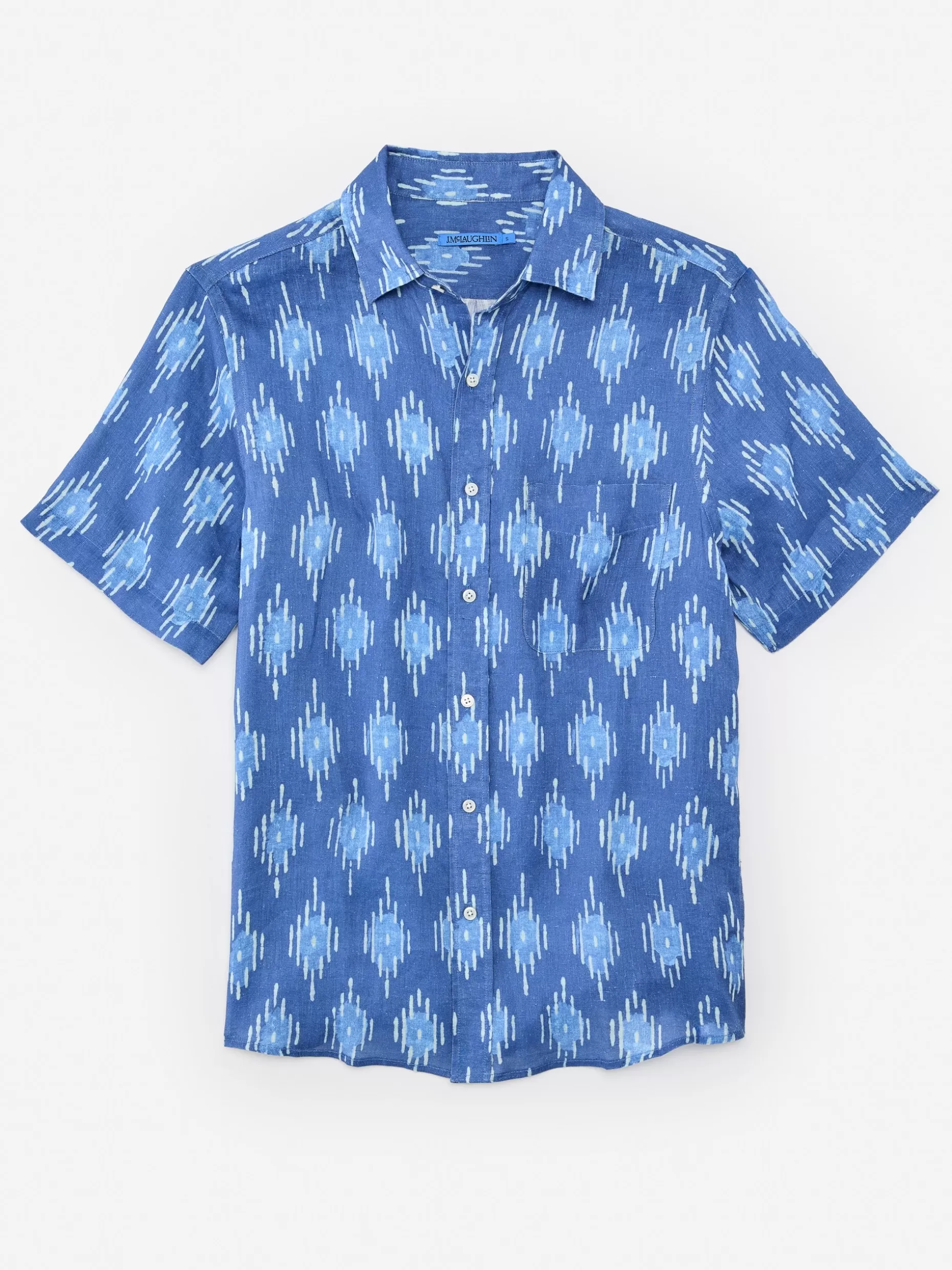 J. McLaughlin Montauk Modern Fit Linen Shirt In Drop Ikat- Shirts