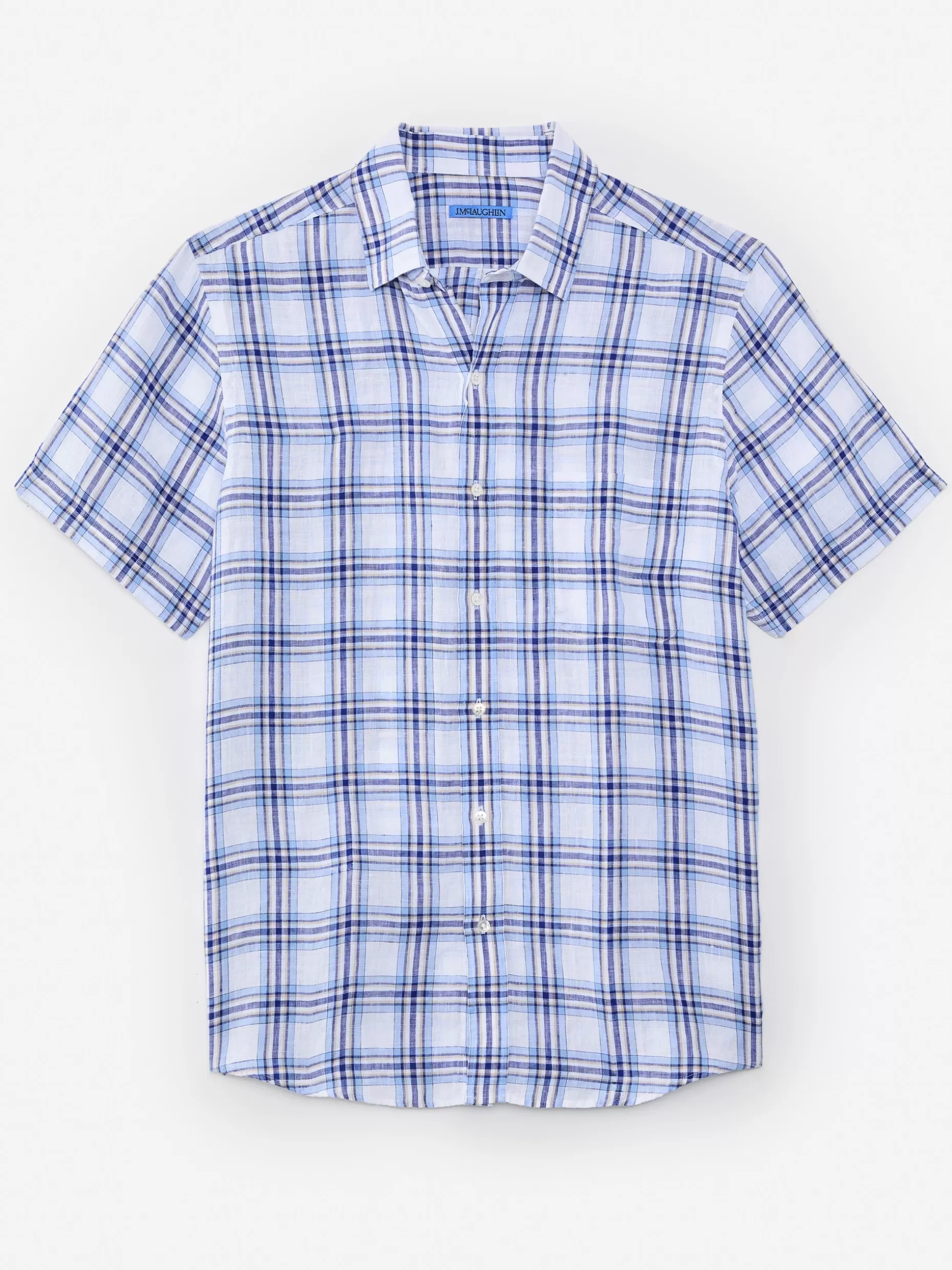 J. McLaughlin Montauk Modern Fit Linen Shirt In Plaid- Shirts