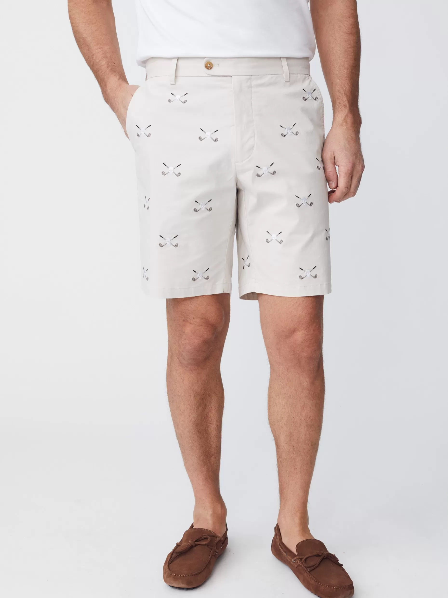 J. McLaughlin Oliver 9" Embroidered Shorts In Golf Skull- Shorts