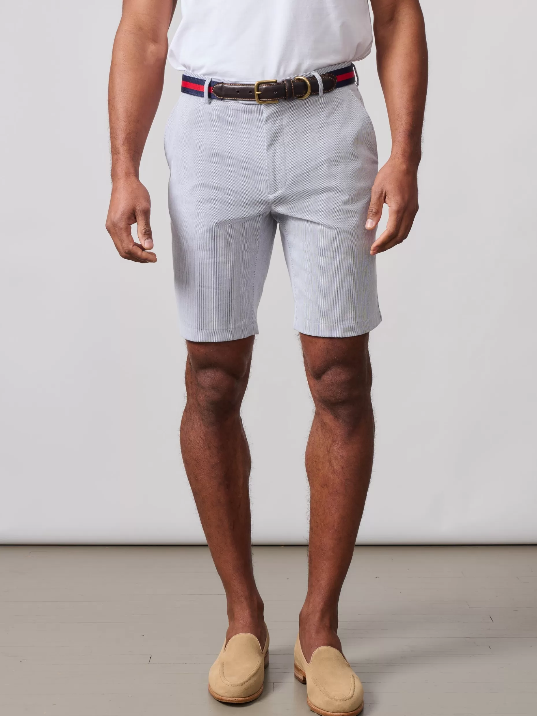 J. McLaughlin Oliver 9" Shorts In Pinstripe- Shorts