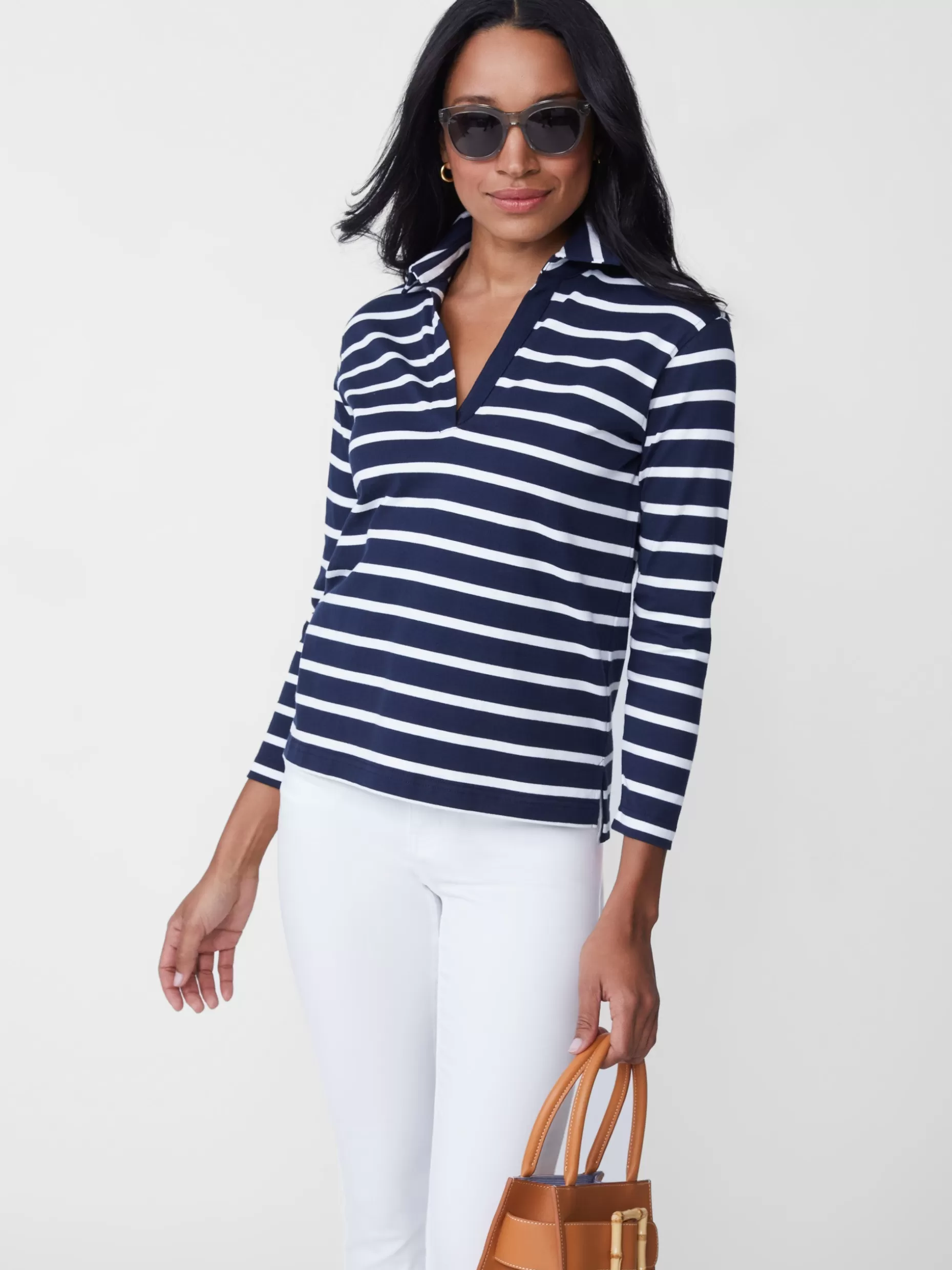 J. McLaughlin Poe Shirt In Stripe-Women Tops