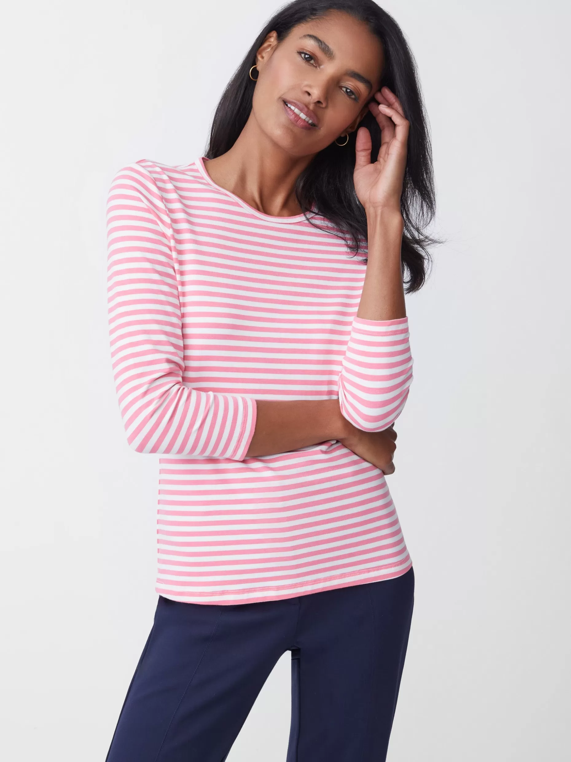 J. McLaughlin Sinclair Tee In Stripe-Women Tops | Tees