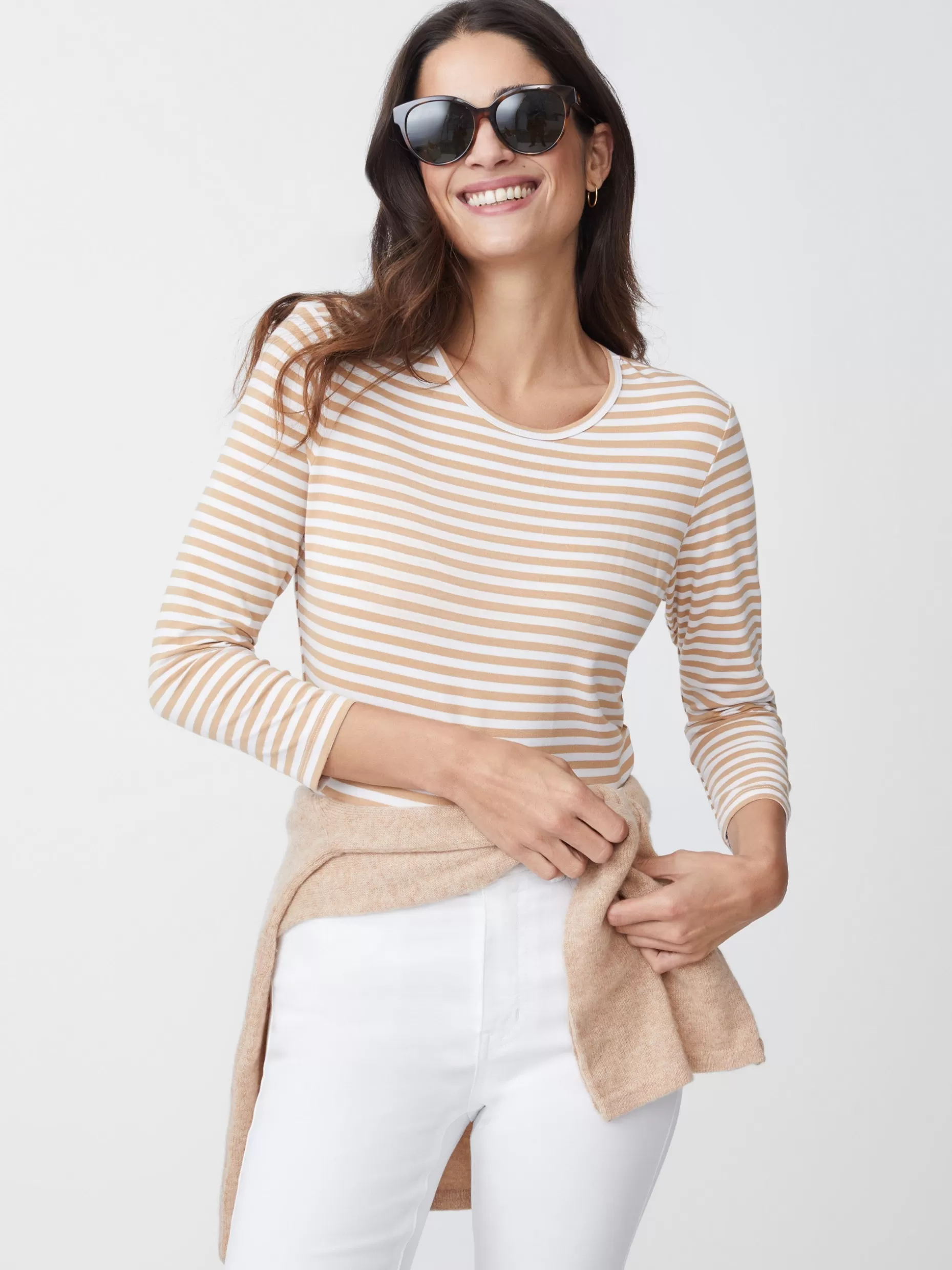 J. McLaughlin Sinclair Tee In Stripe-Women Tops | Tees